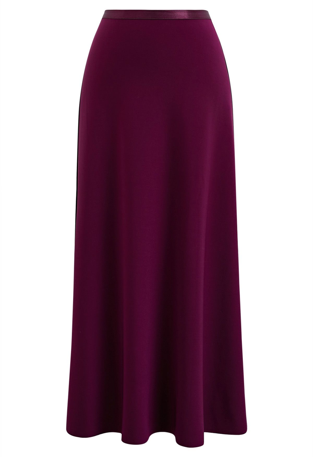 Sleeky Elastic Waist Maxi Skirt in Plum