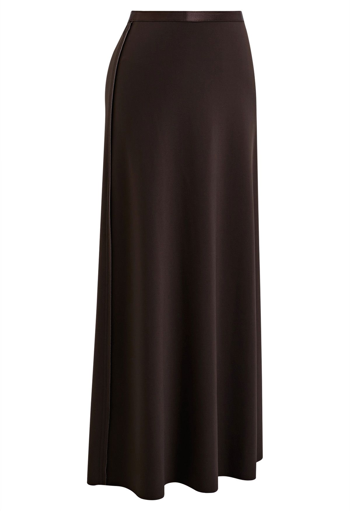 Sleeky Elastic Waist Maxi Skirt in Brown