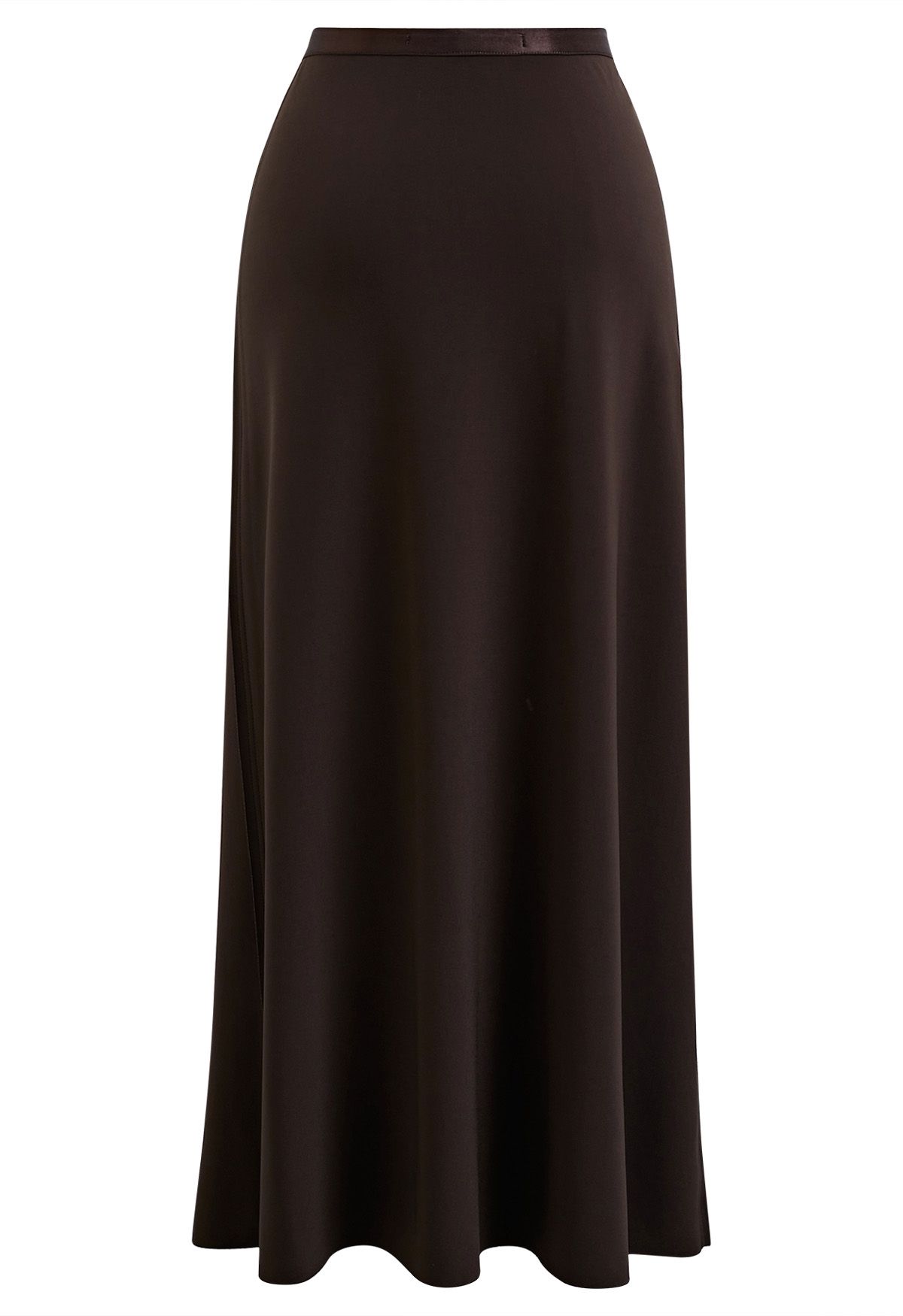 Sleeky Elastic Waist Maxi Skirt in Brown