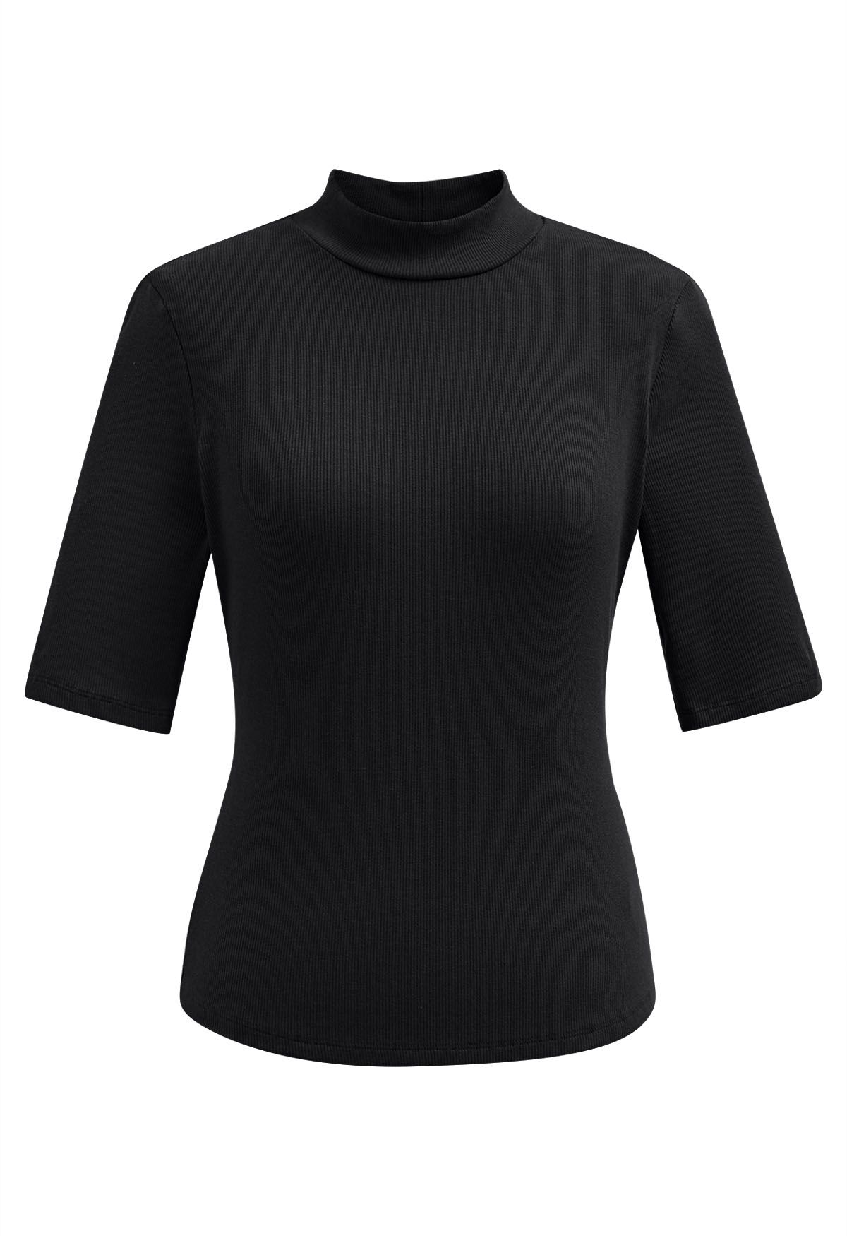 Sophisticated Elbow Sleeve Top in Black