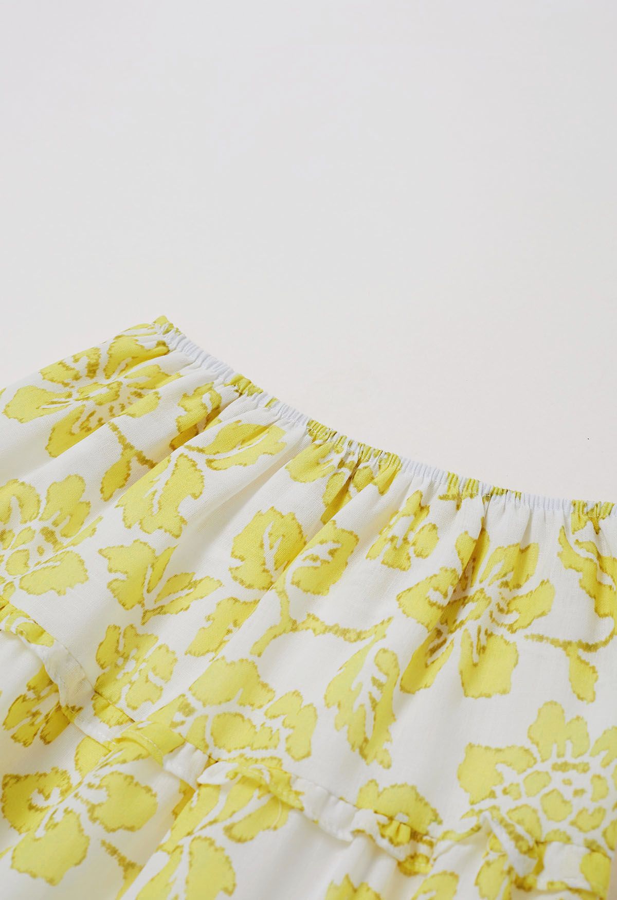 Sunny Blooms Ruffle Trim A-Line Skirt in Yellow