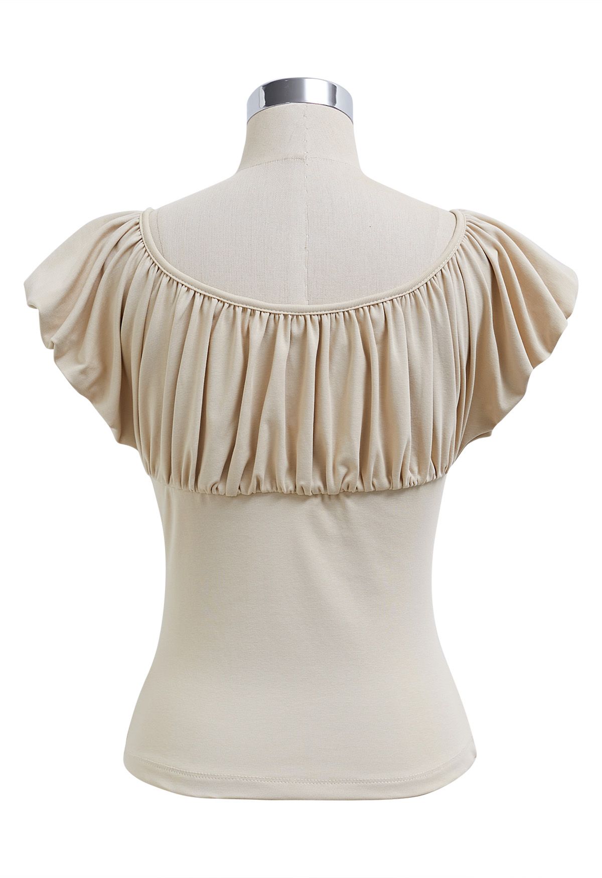 Ruched Detail Cotton Crop Top in Sand