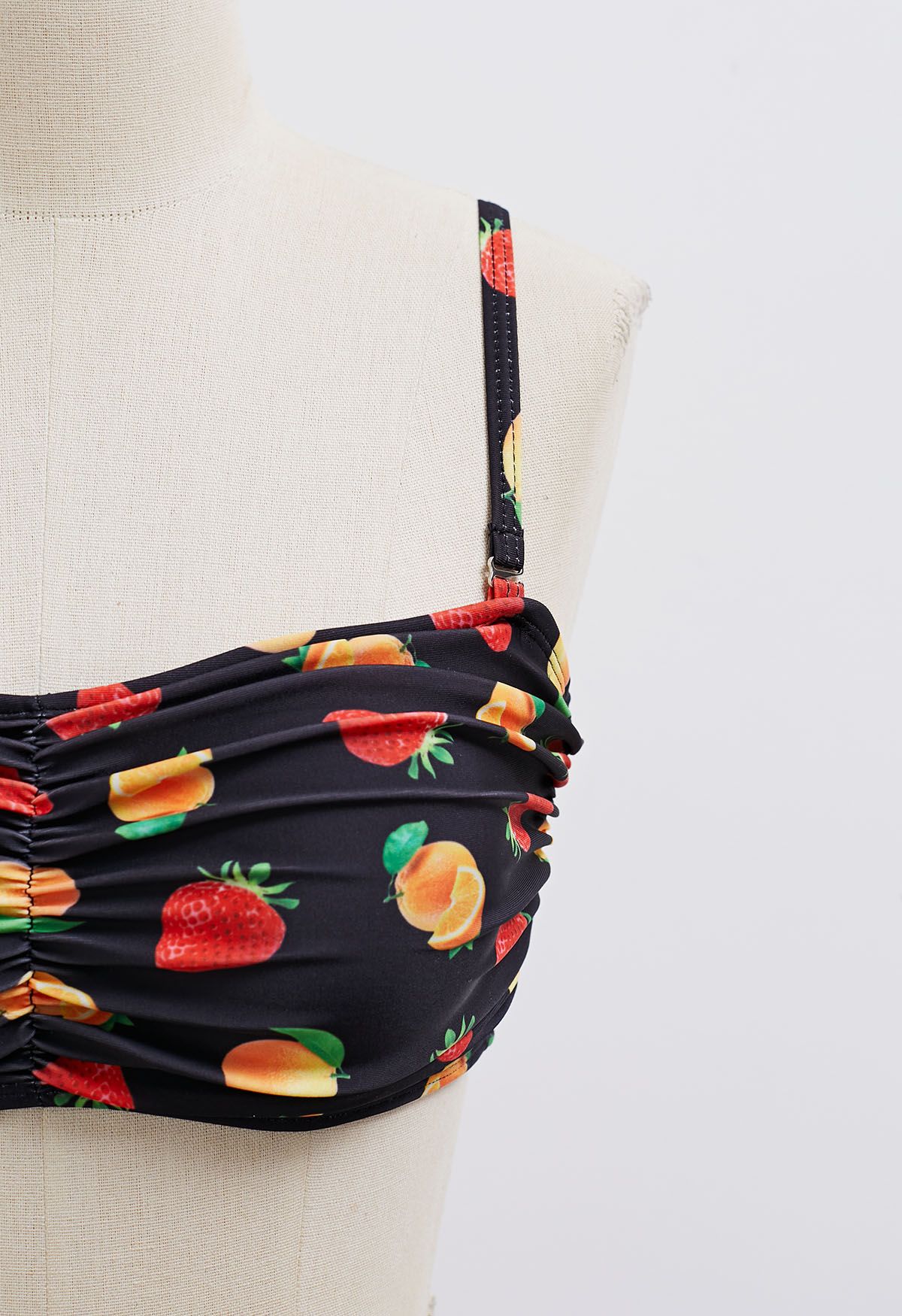 Fruit Print Bikini Set in Black