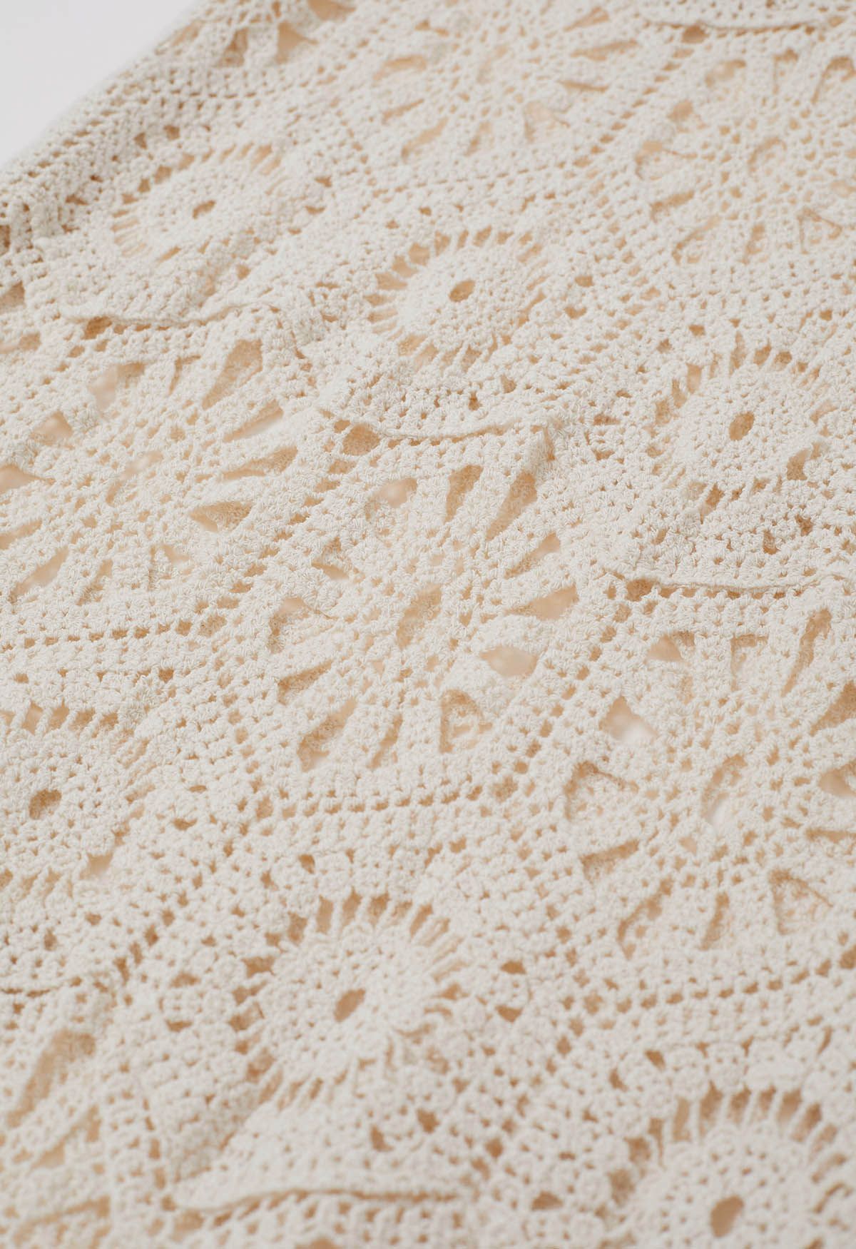 Bohemian Cutwork Crochet Cover-Up Dress in Cream