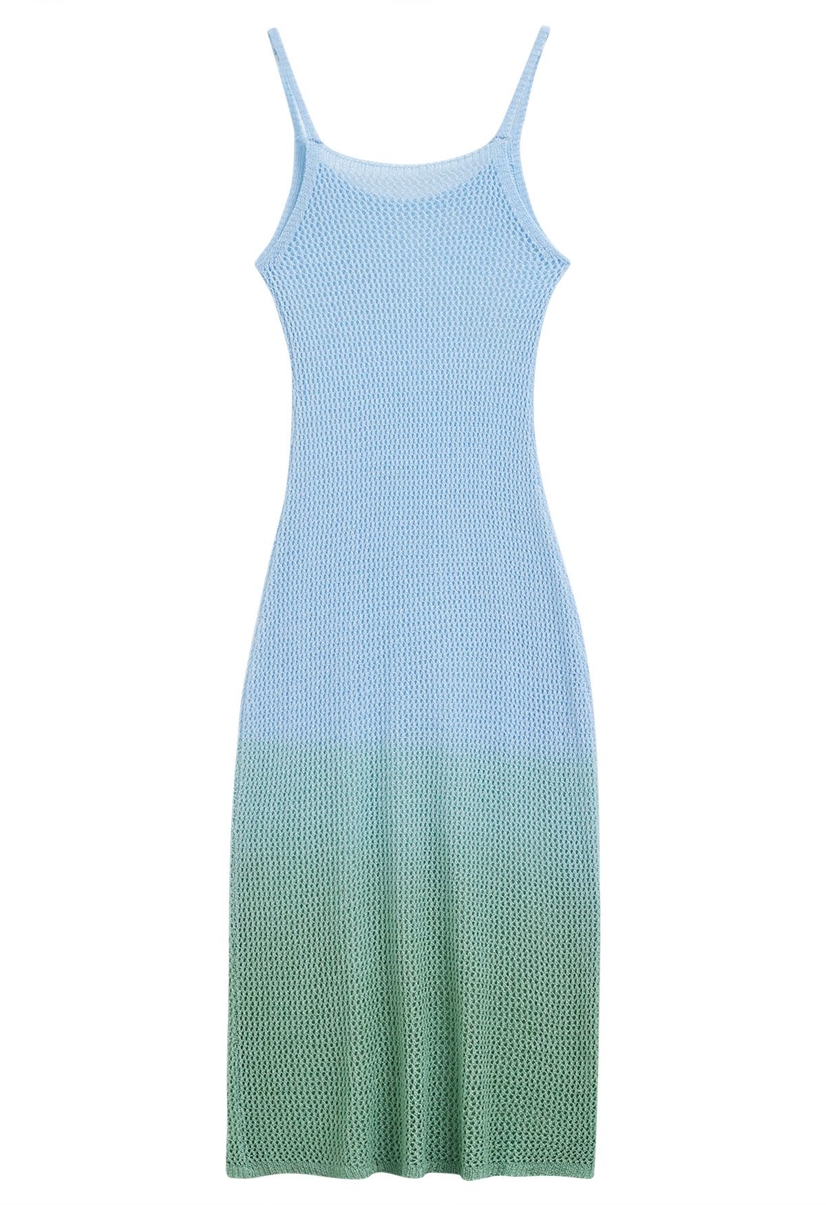 Two-Tone Openwork Cover-Up Dress in Blue