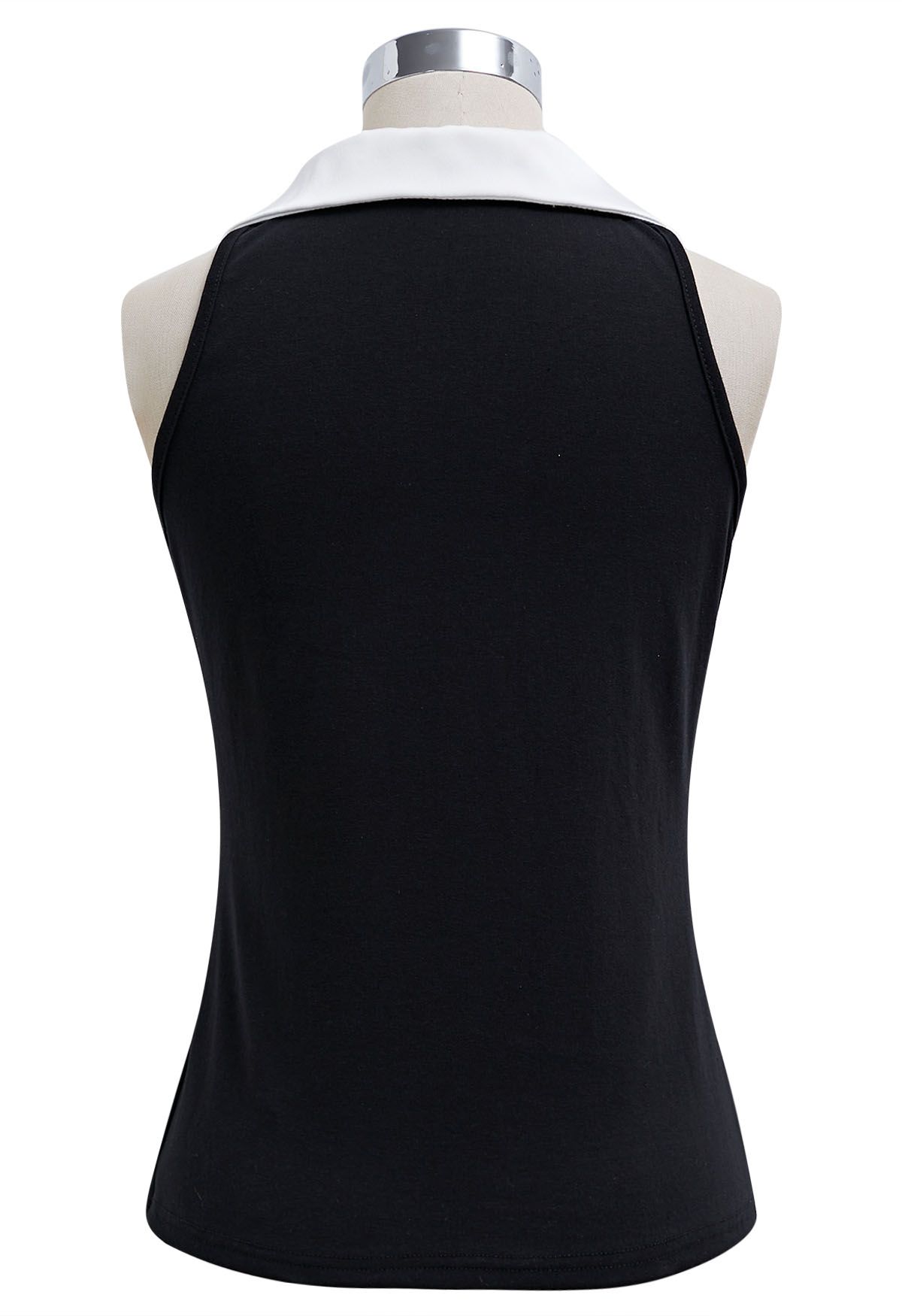 Contrast Collar Ruched Detail Sleeveless Top