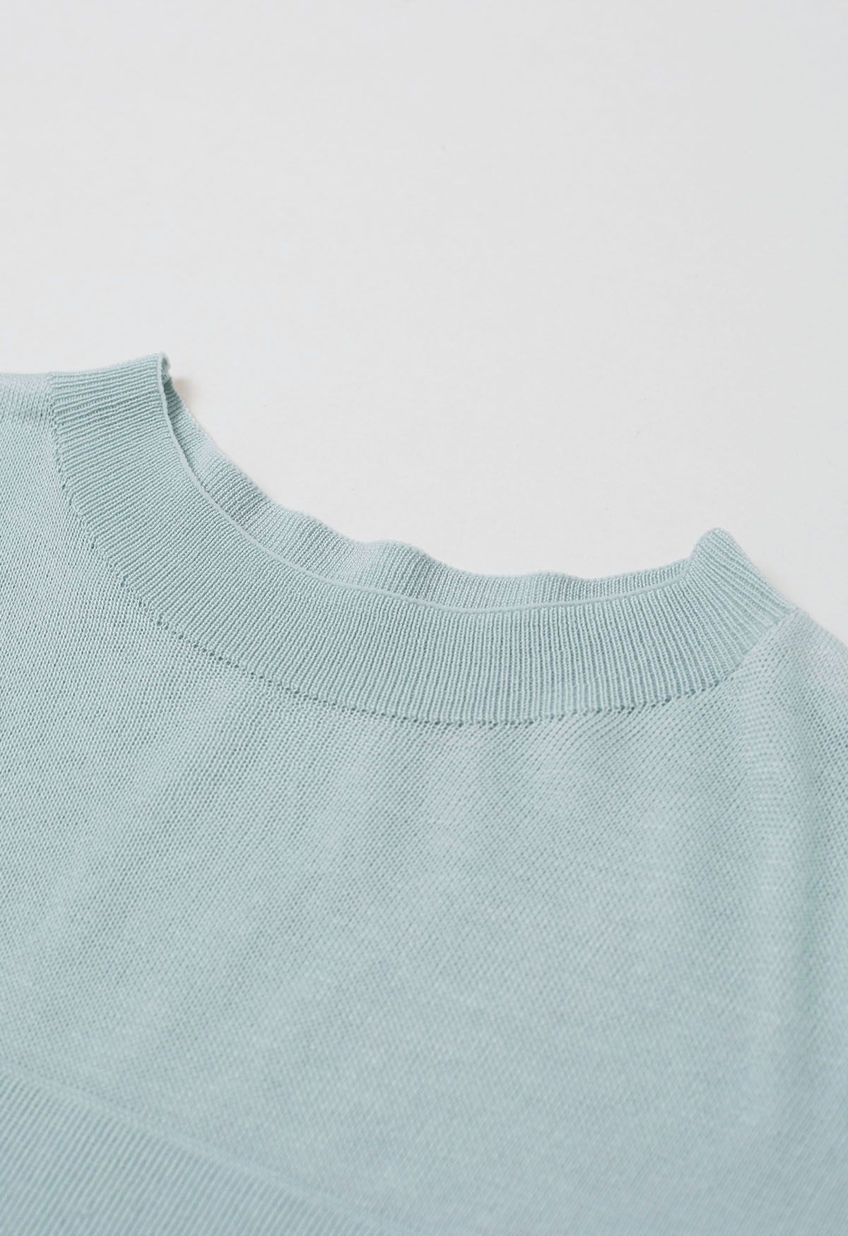 Mock Neck Sleeveless Slim Fit Knit Top in Mint