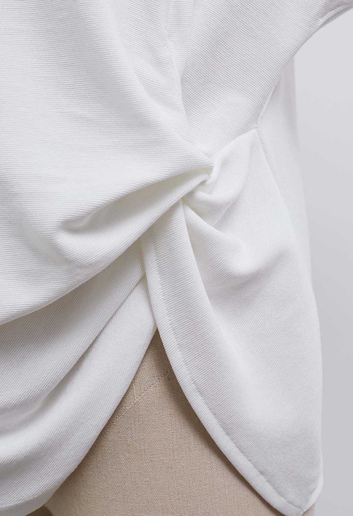 Twist Detail Short-Sleeve T-Shirt in White