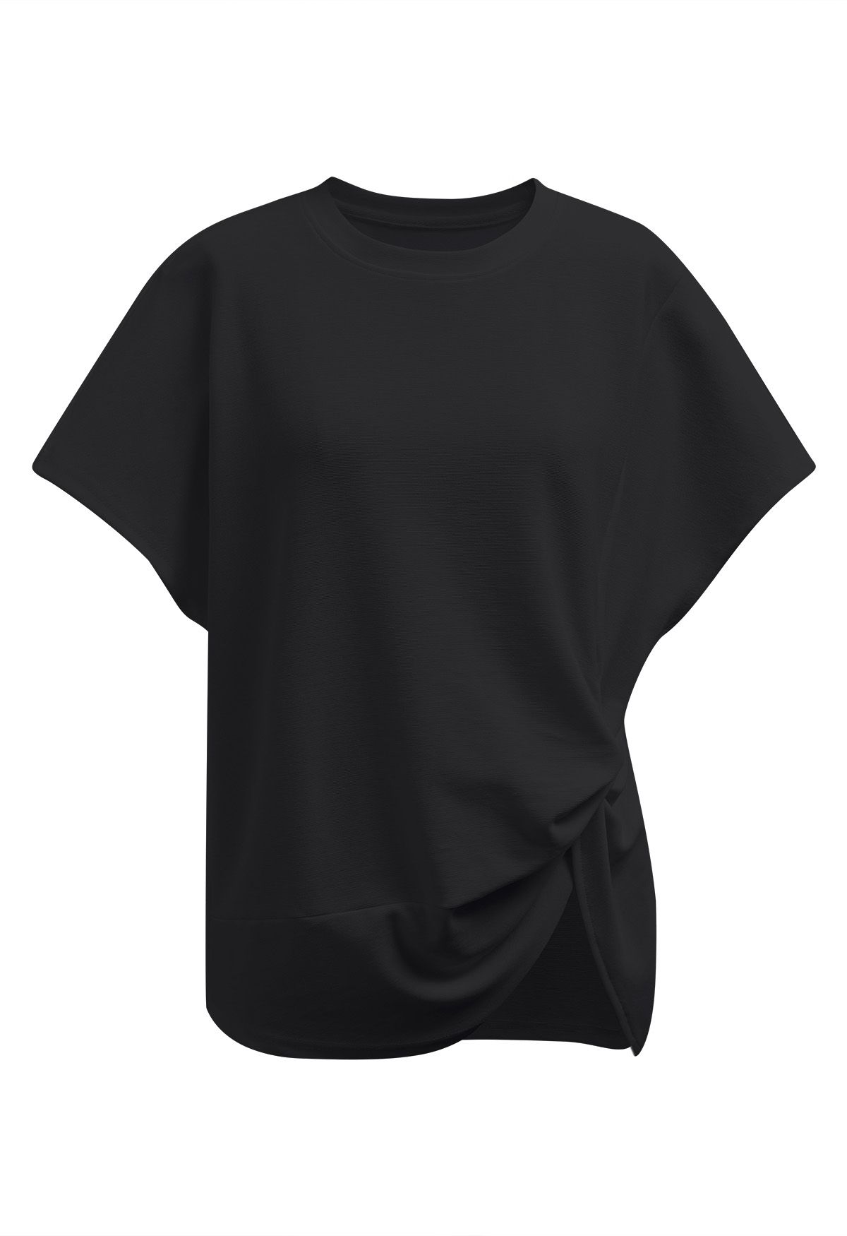 Twist Detail Short-Sleeve T-Shirt in Black