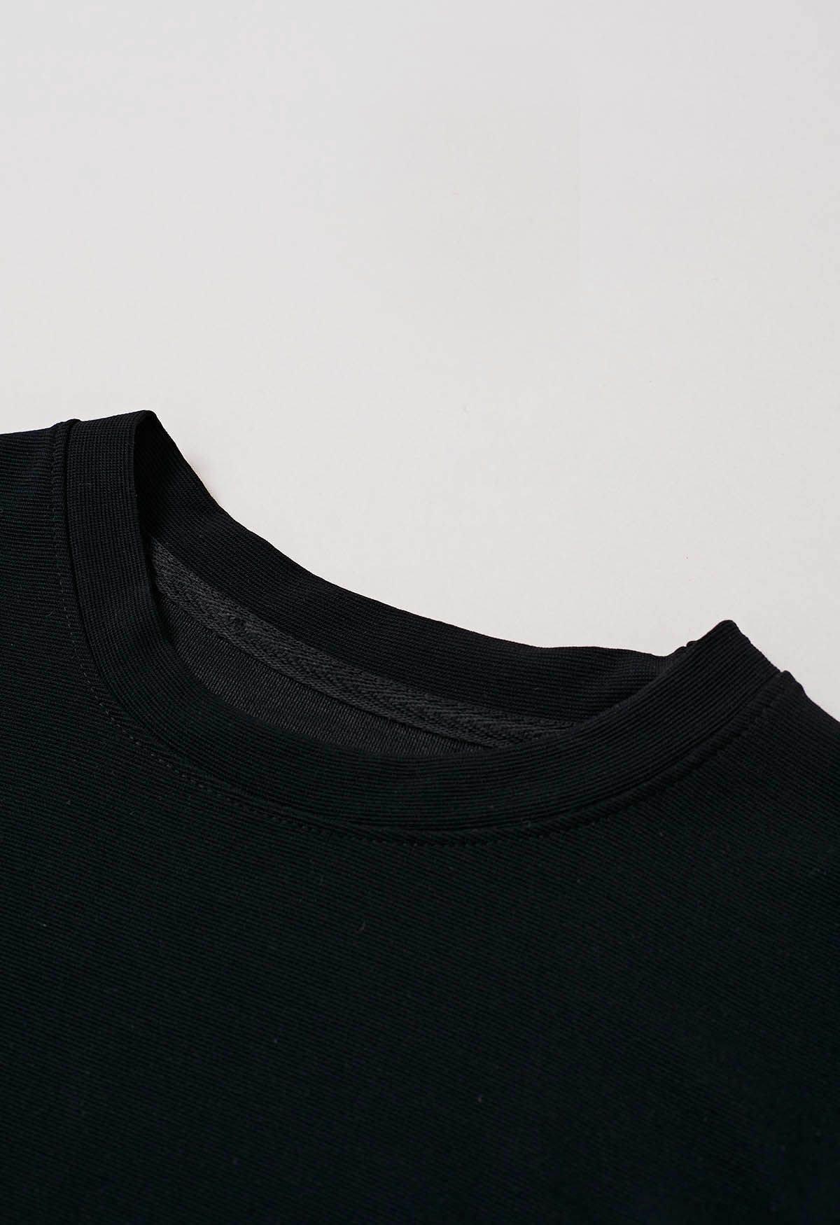 Twist Detail Short-Sleeve T-Shirt in Black