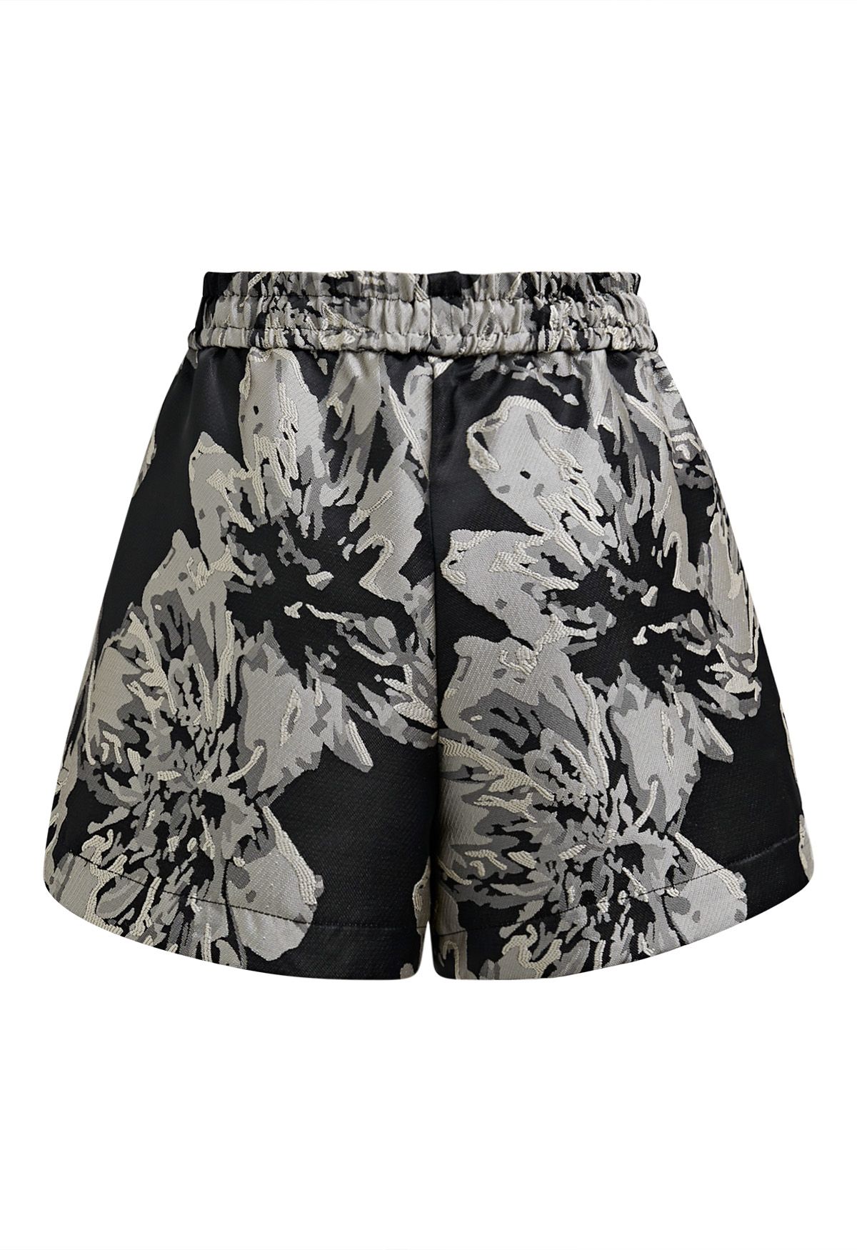 Floral Jacquard Drawstring Waist Shorts 