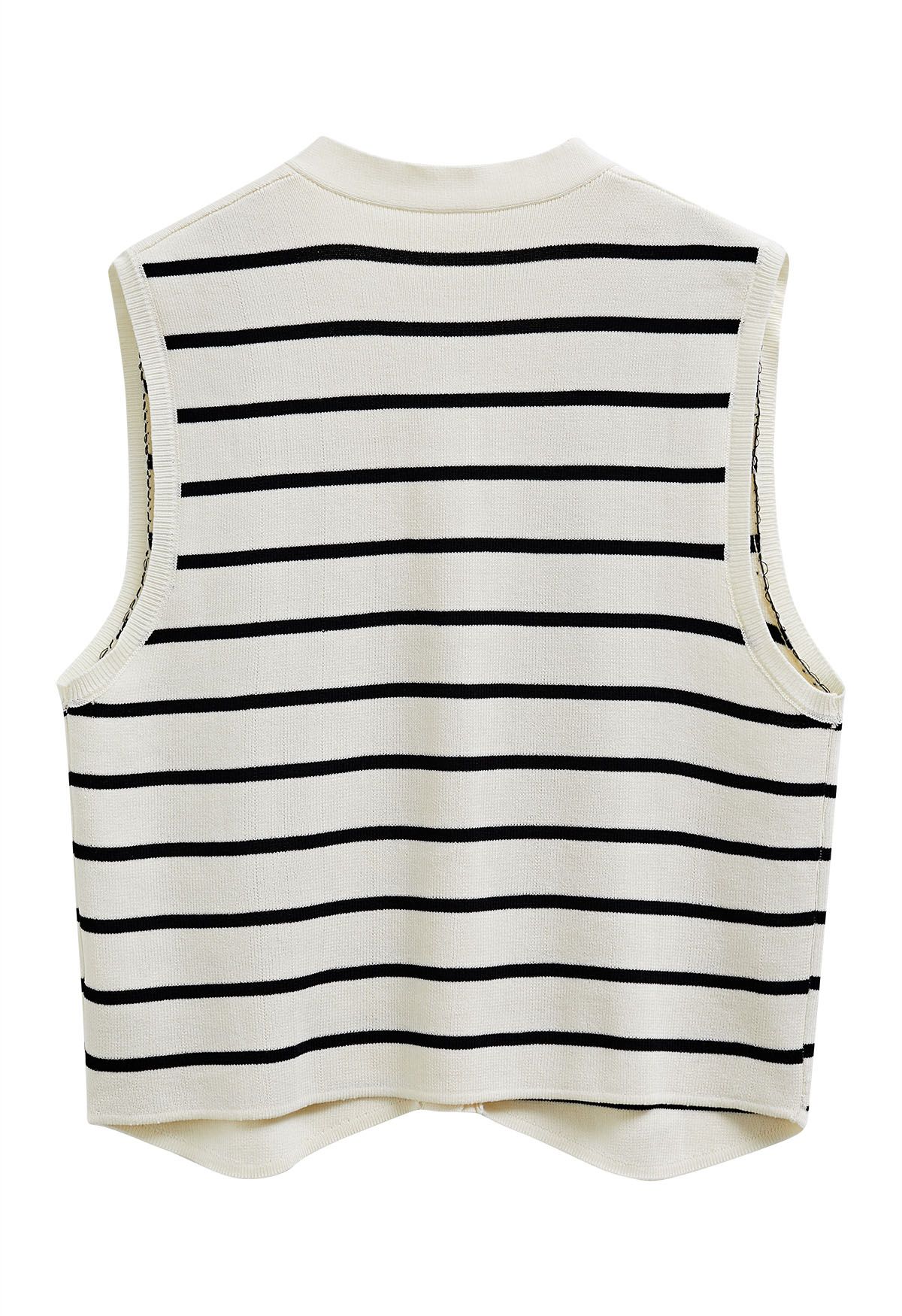 Classic Stripe Buttoned Knit Vest