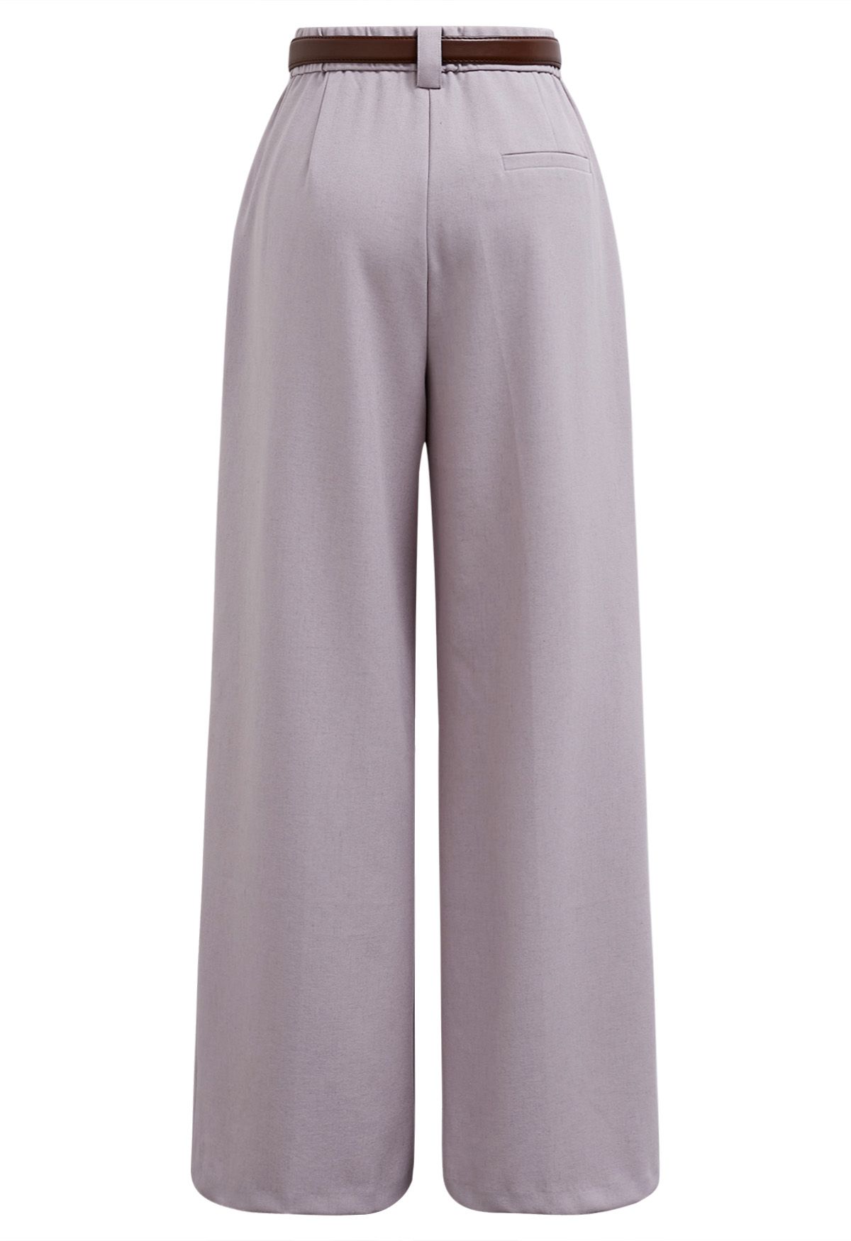 Faux Leather Belt Straight-Leg Pants in Lilac