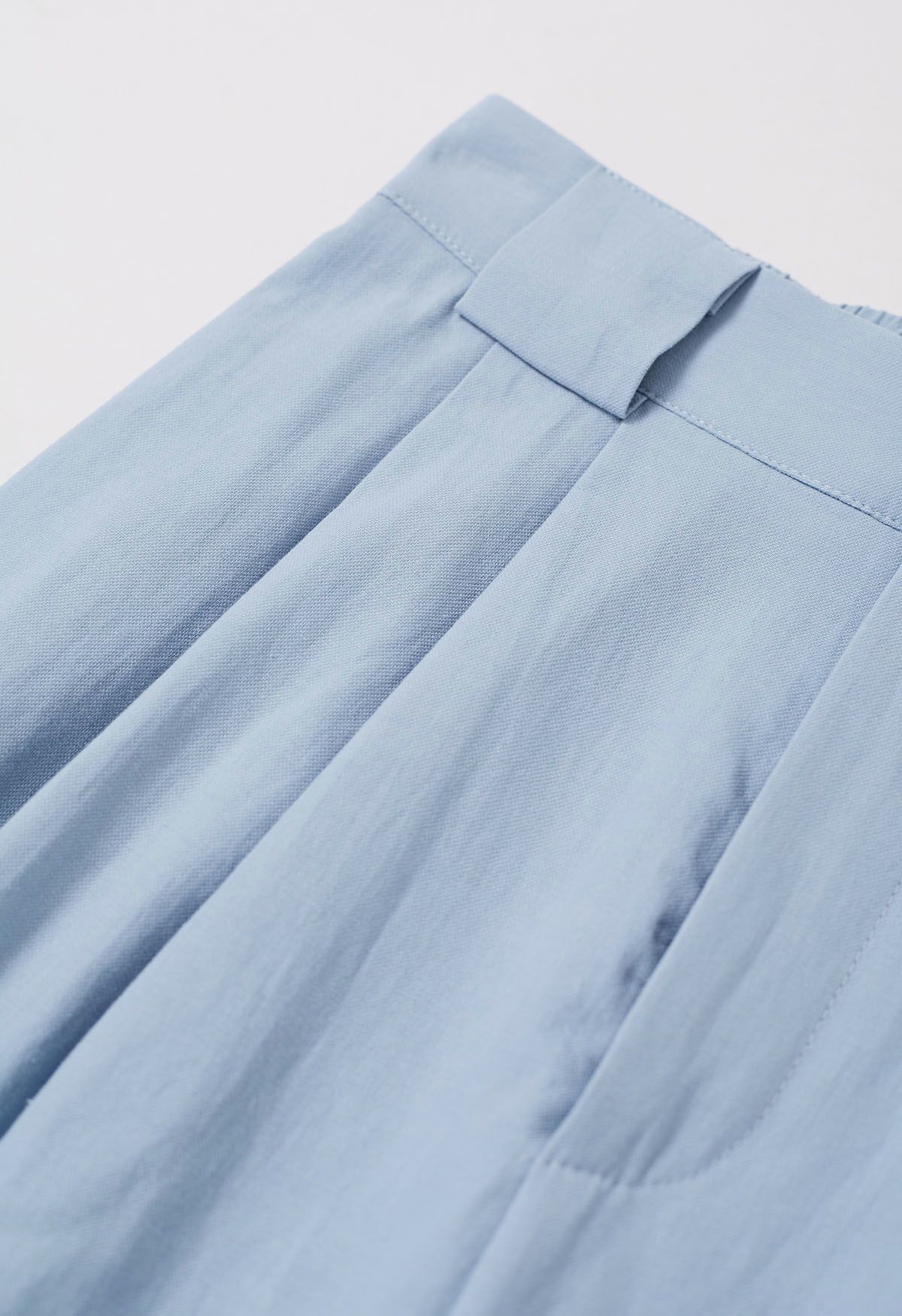 Bow Tie Sash Pleated Wide-Leg Pants in Blue