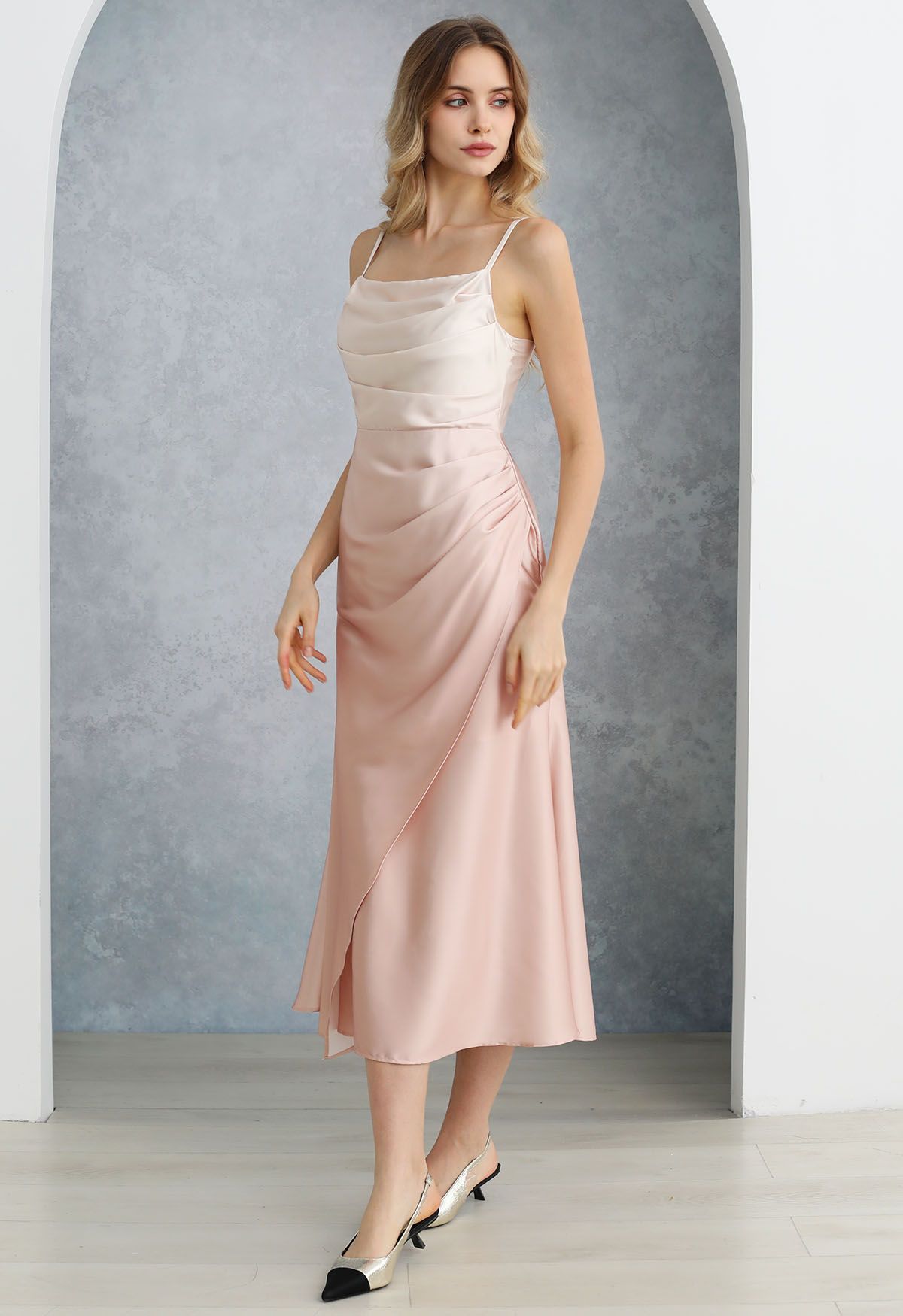 Effortlessly Glam Ombre Satin Cami Dress