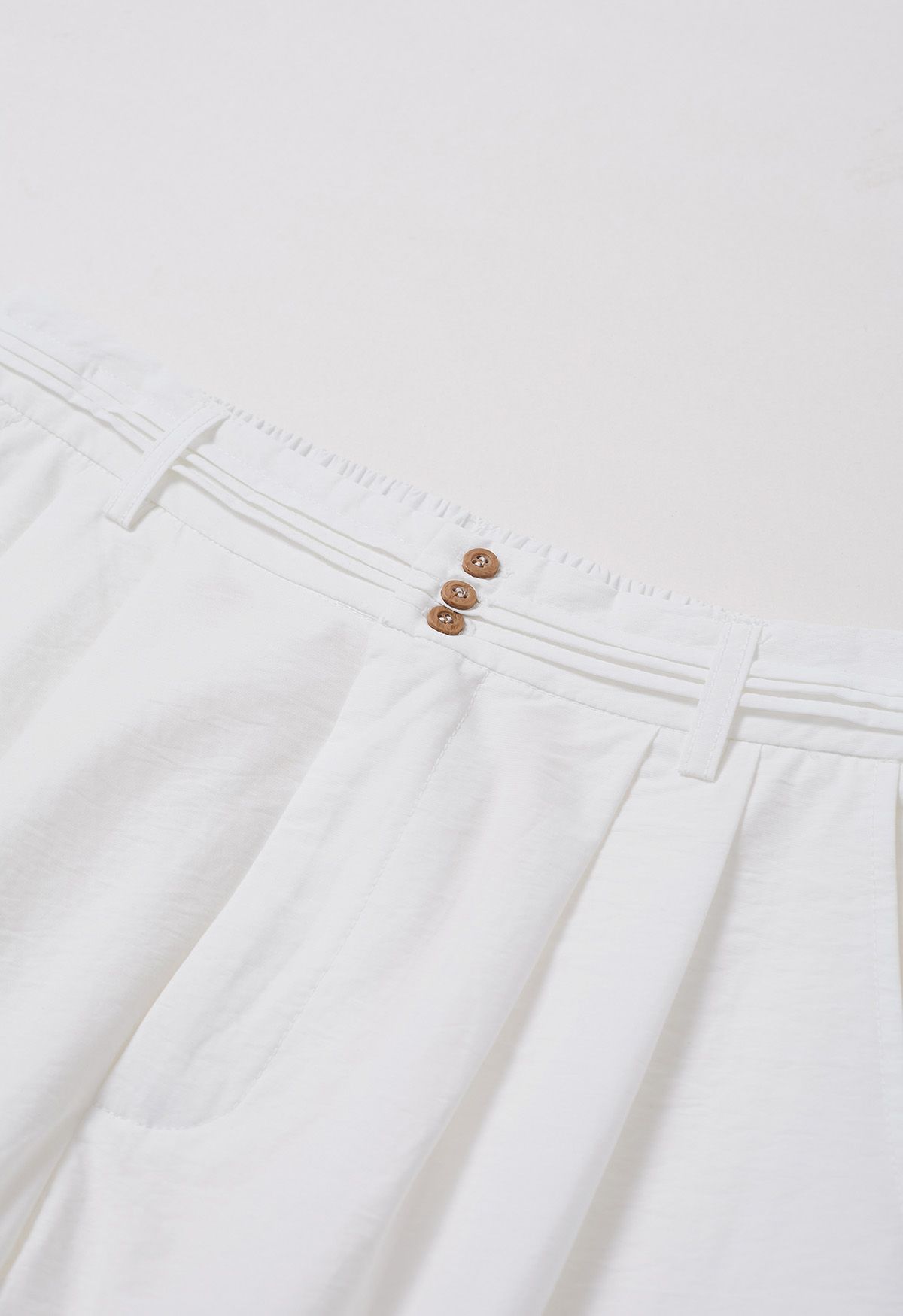 Pintuck Detail Wide-Leg Pants in White