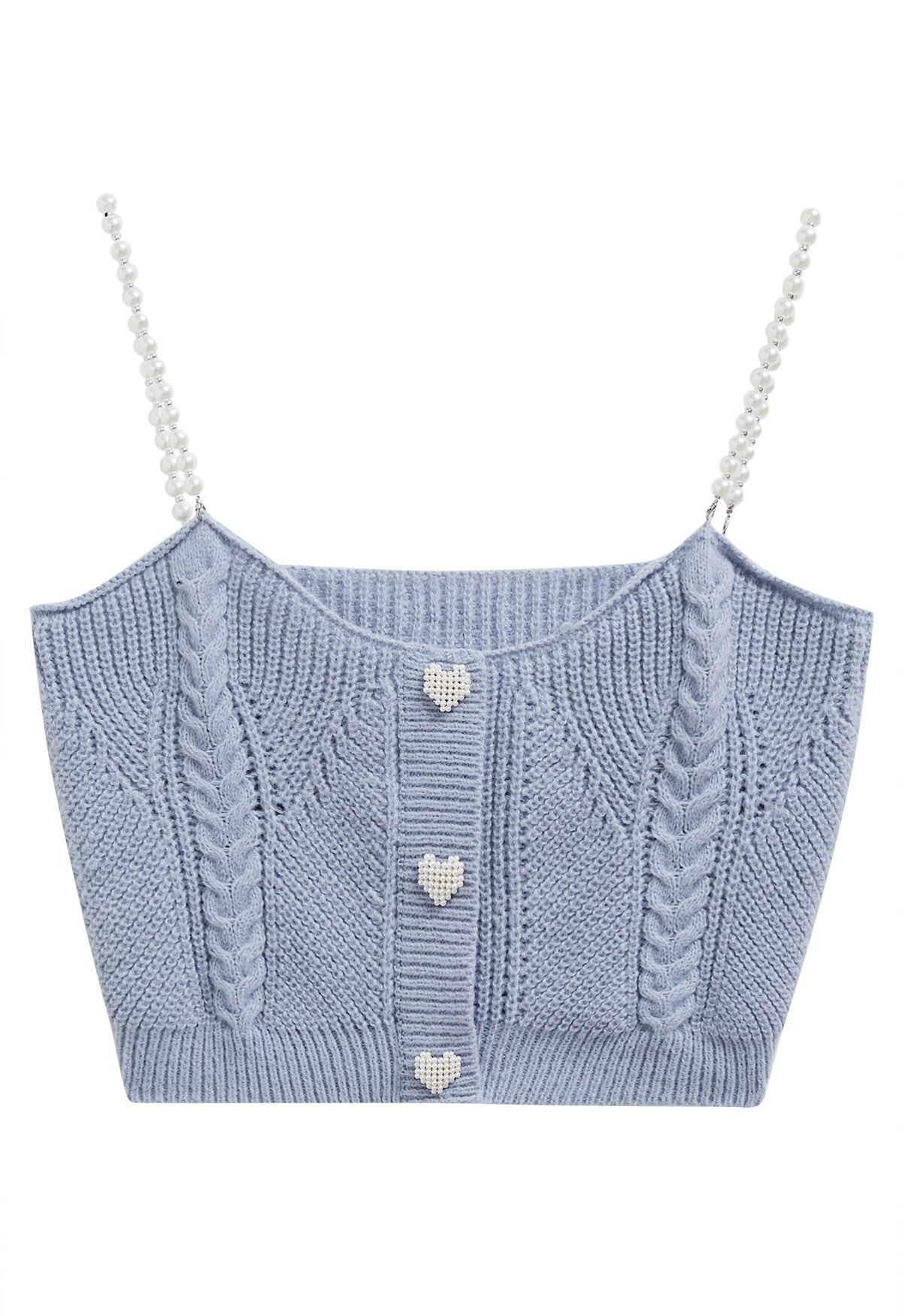 Pearly Heart Cami Crop Top in Blue