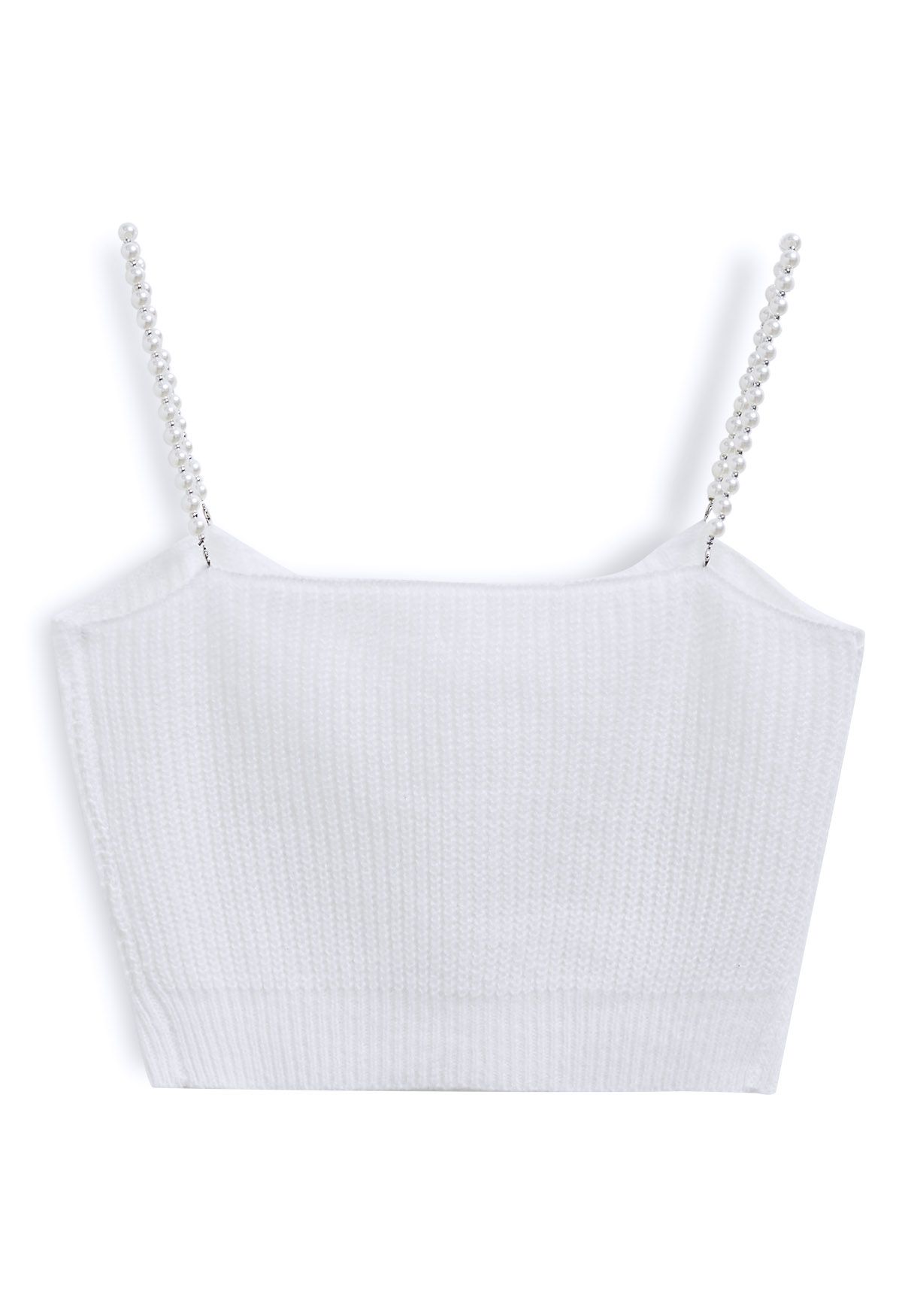 Pearly Heart Cami Crop Top in White