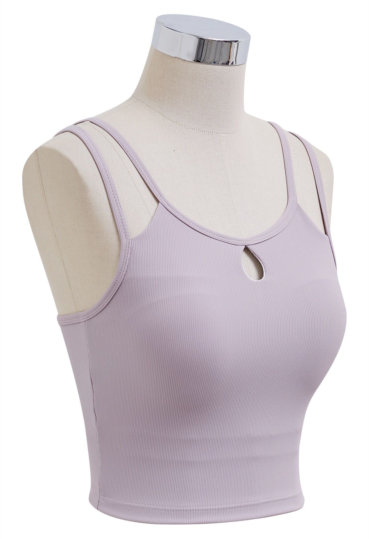 Cutout Detail Double Straps Bra Top in Lavender