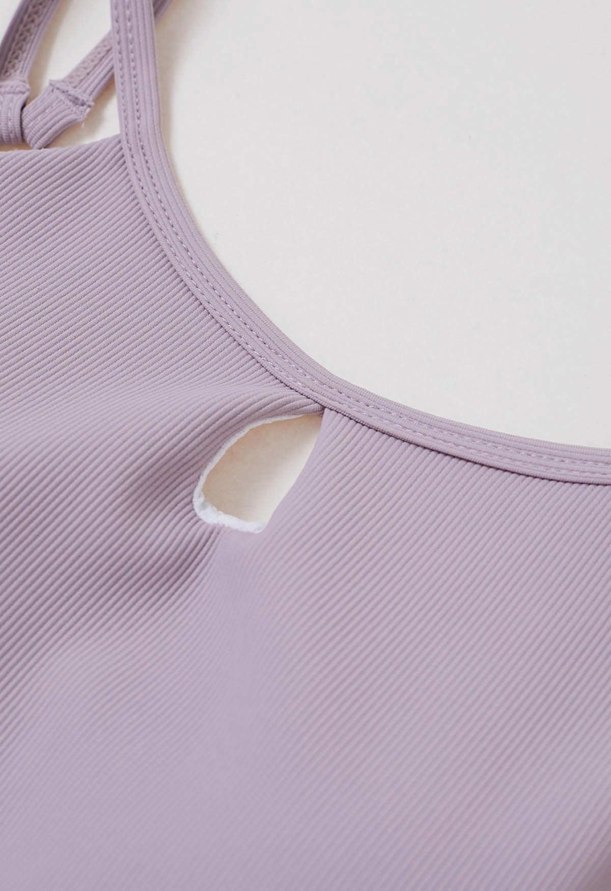 Cutout Detail Double Straps Bra Top in Lavender