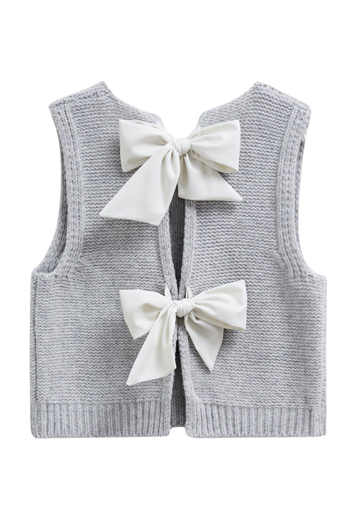 Sweet Bow-Tie Back Knit Vest in Grey