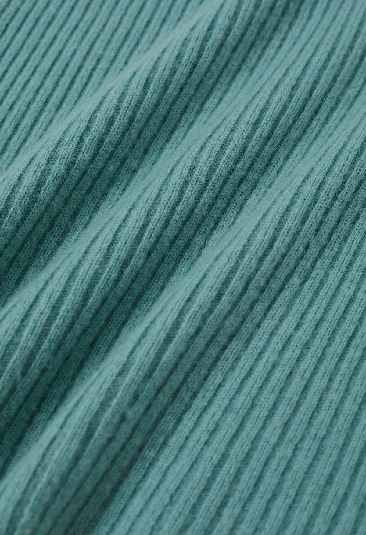 Elemental Mock Neck Long-Sleeve Wool Sweater in Teal