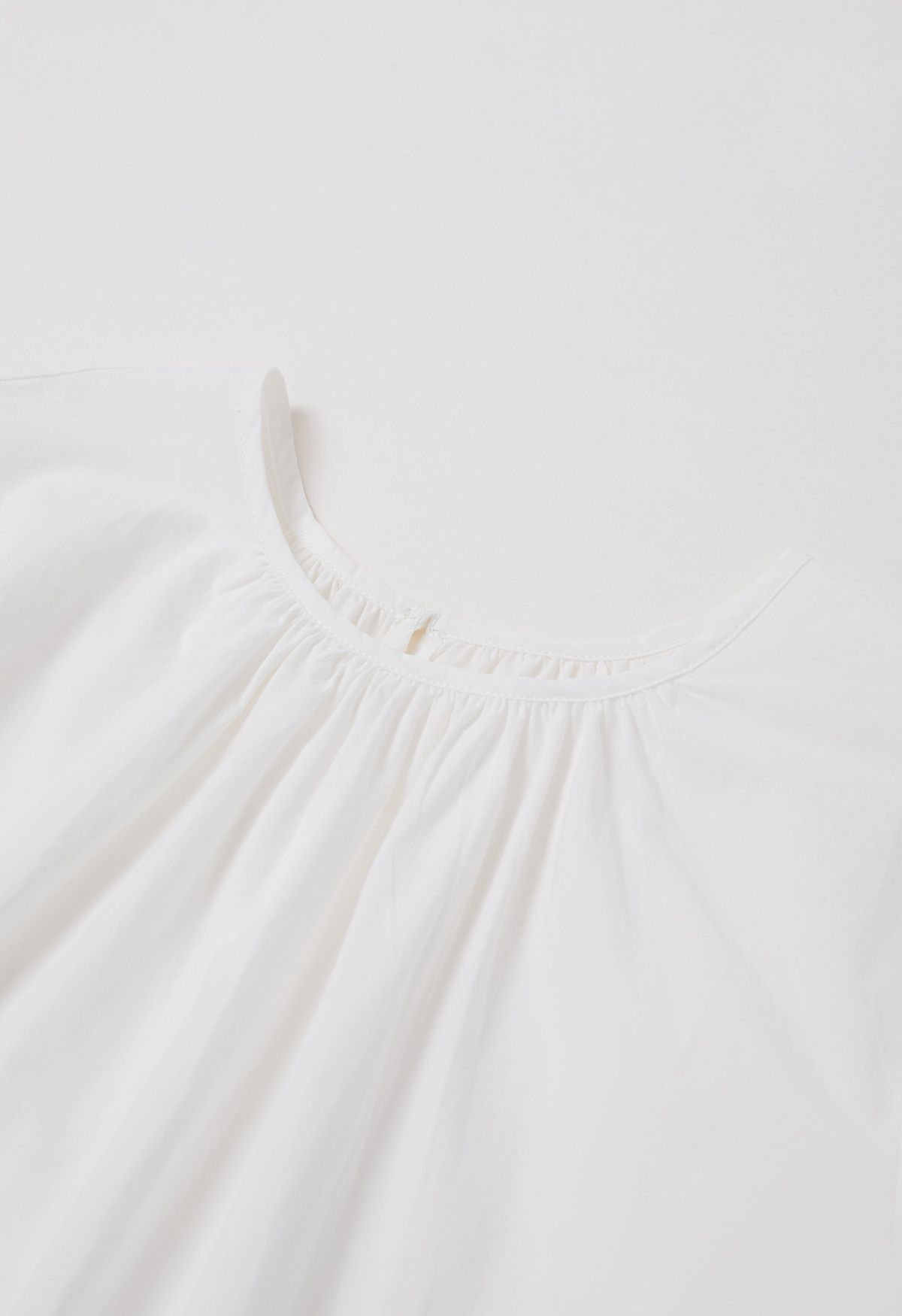 Easygoing Puff Sleeve Cotton Shirt in White