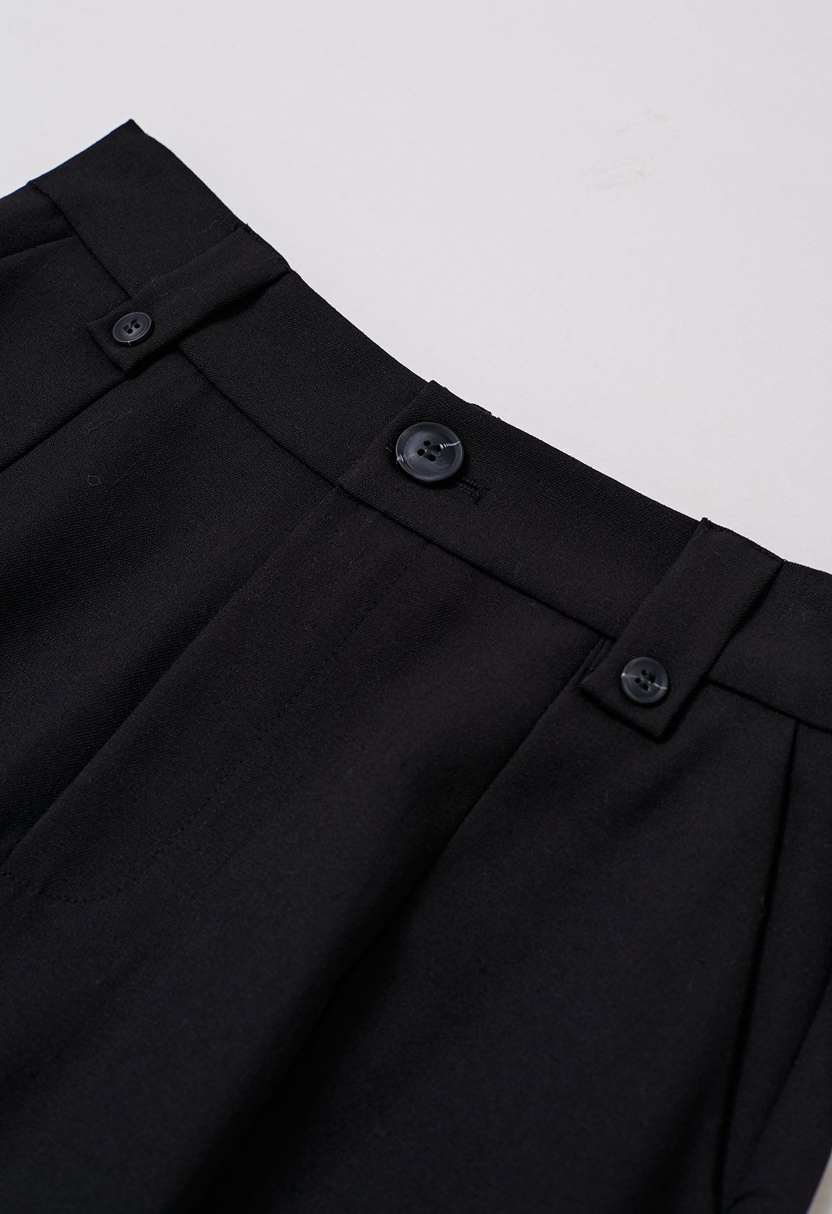 Dignified Buttons Trim A-Line Midi Skirt in Black