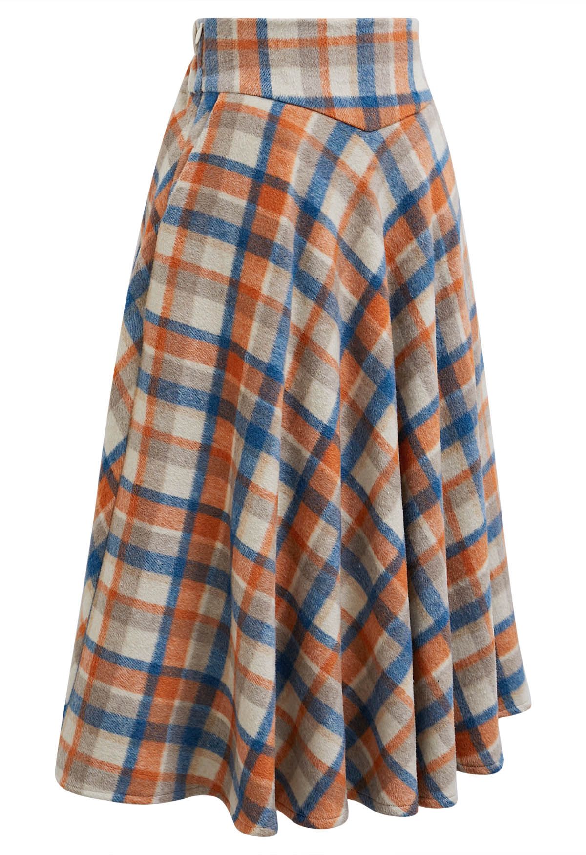 Plaid Melody Side Pocket Midi Skirt