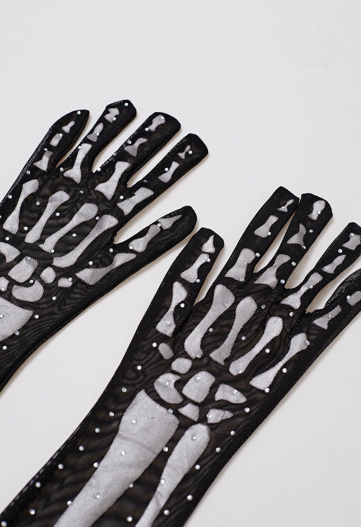 Gothic Skeleton Mesh Elbow Gloves