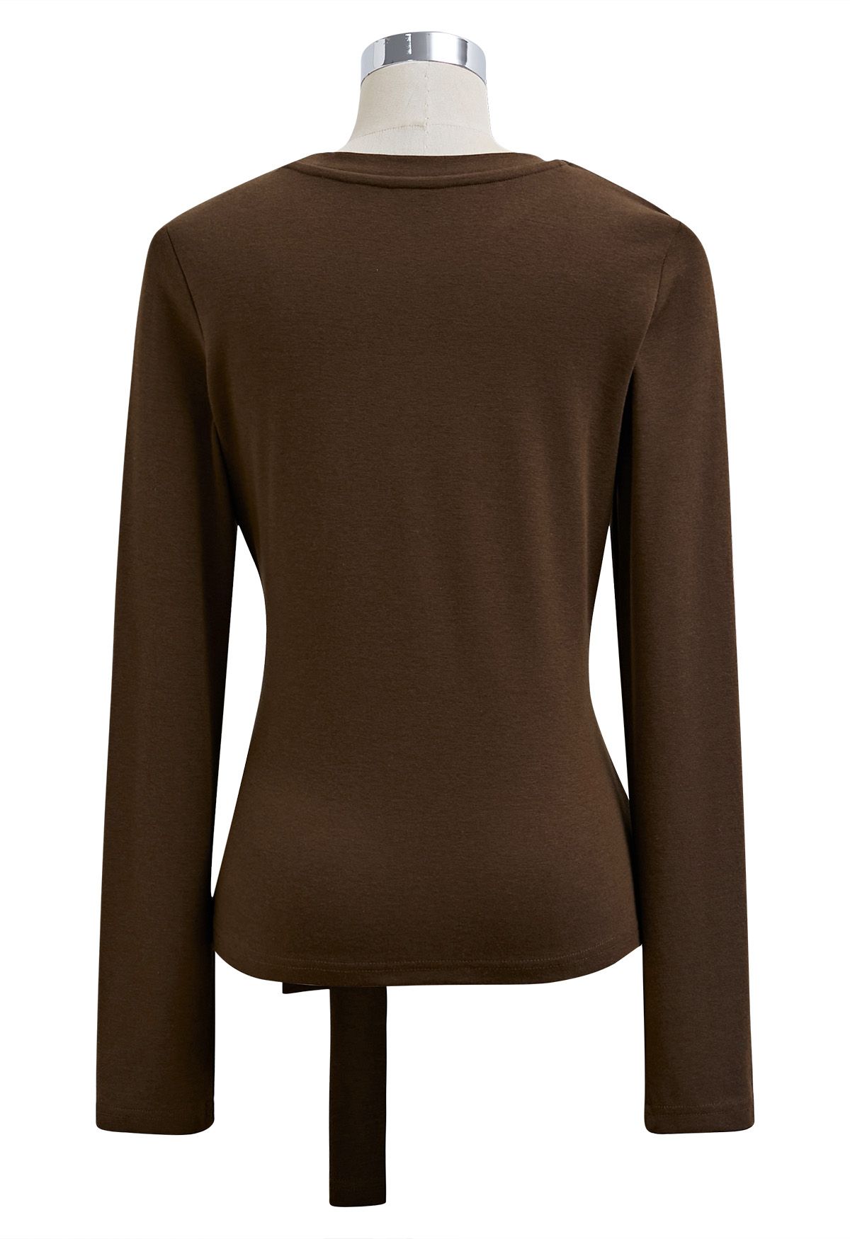 Embrace Softness Tie-Waist Cotton Top in Brown