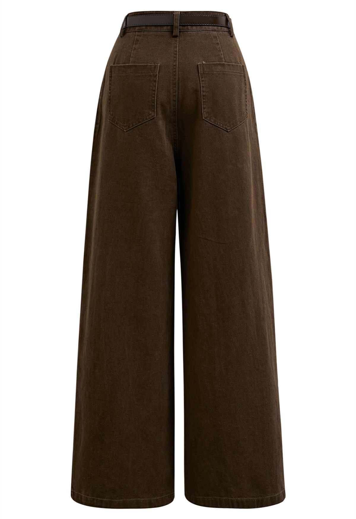 Sleek Pocket Detail Straight-Leg Jeans in Brown