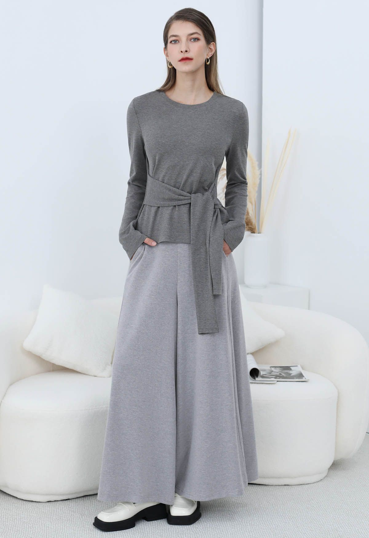 Graceful Ease Flare Leg Pants in Grey