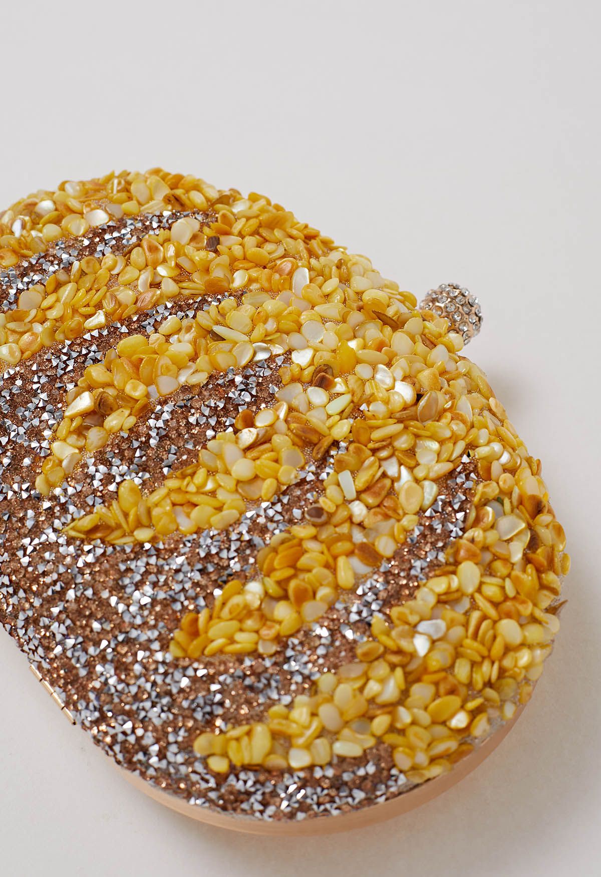 Rhinestone Pumpkin Oval Clutch in Yellow