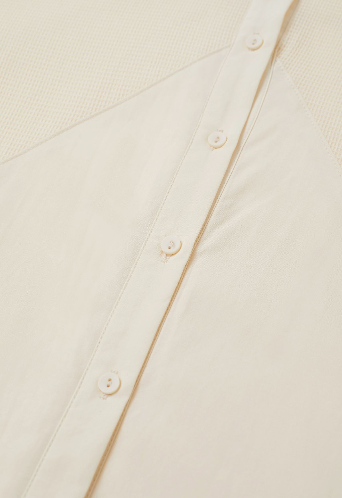 Geometric Panelled Cotton Button-Down Shirt in Cream