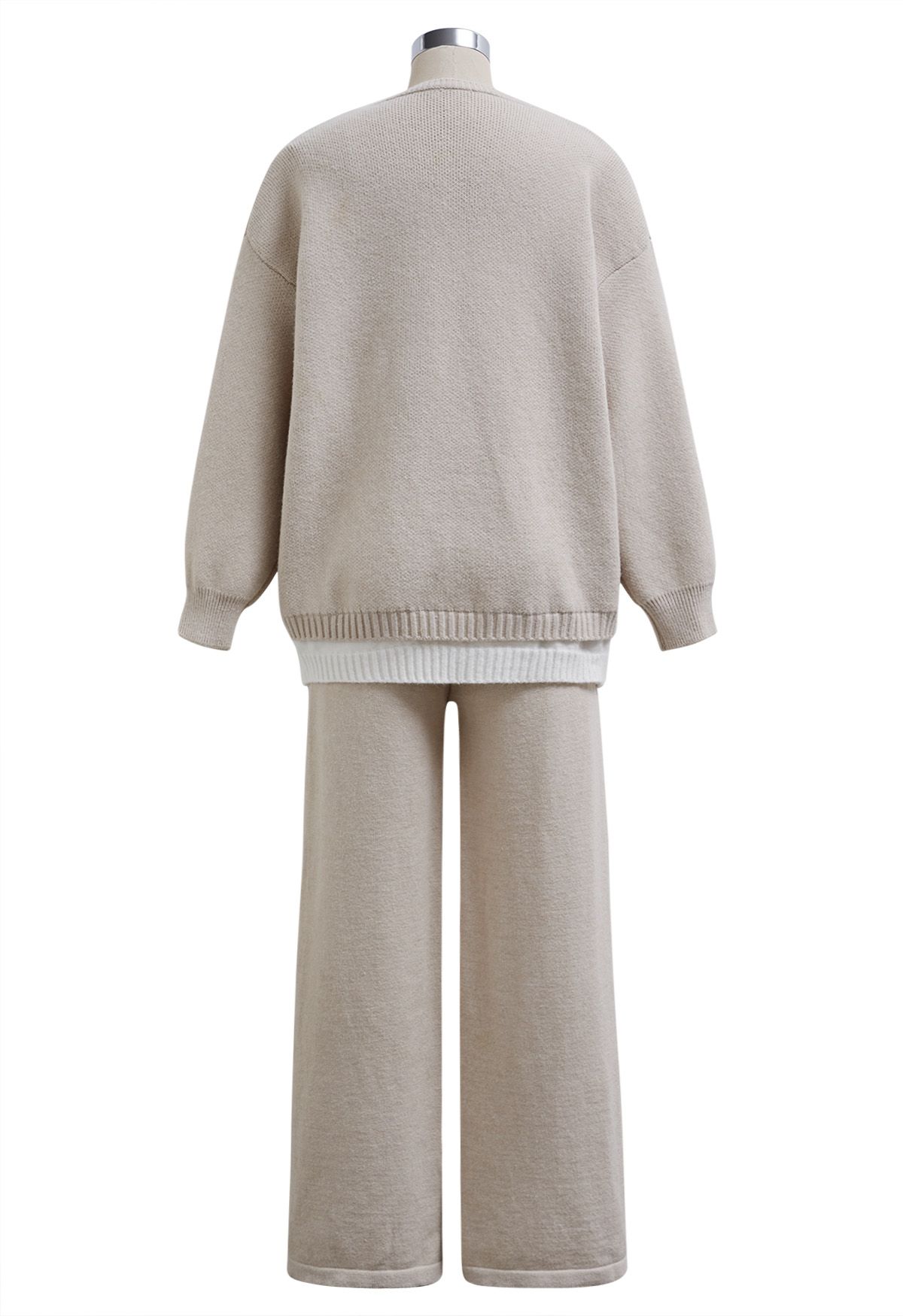 Leisurely Fake Two-Piece Knit Sweater and Pants Set in Linen