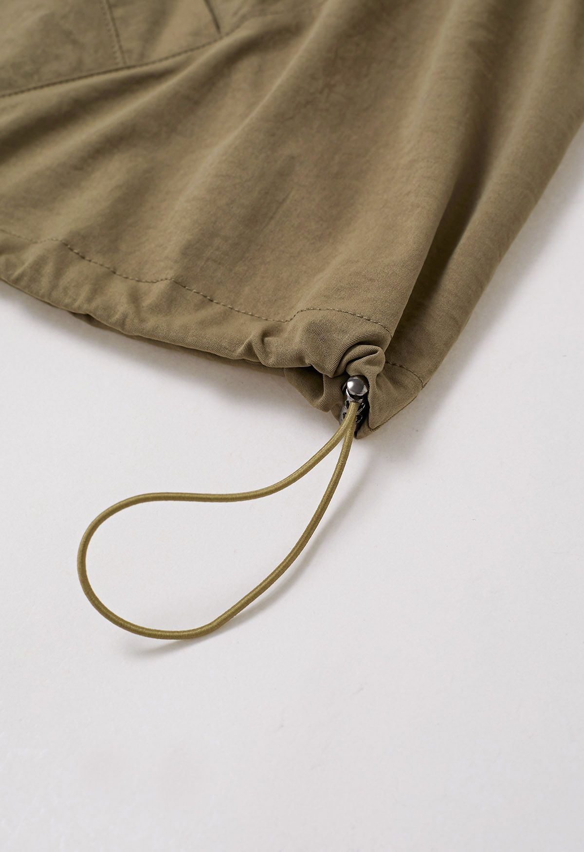 Laid-Back Side Pocket Drawstring Parka in Khaki