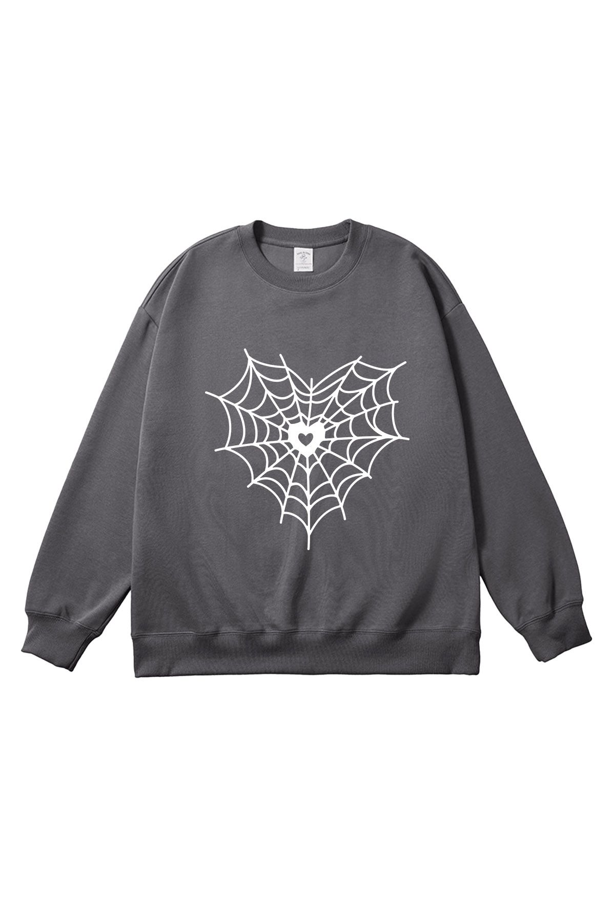 White Heart Spider Web Pattern Sweatshirt