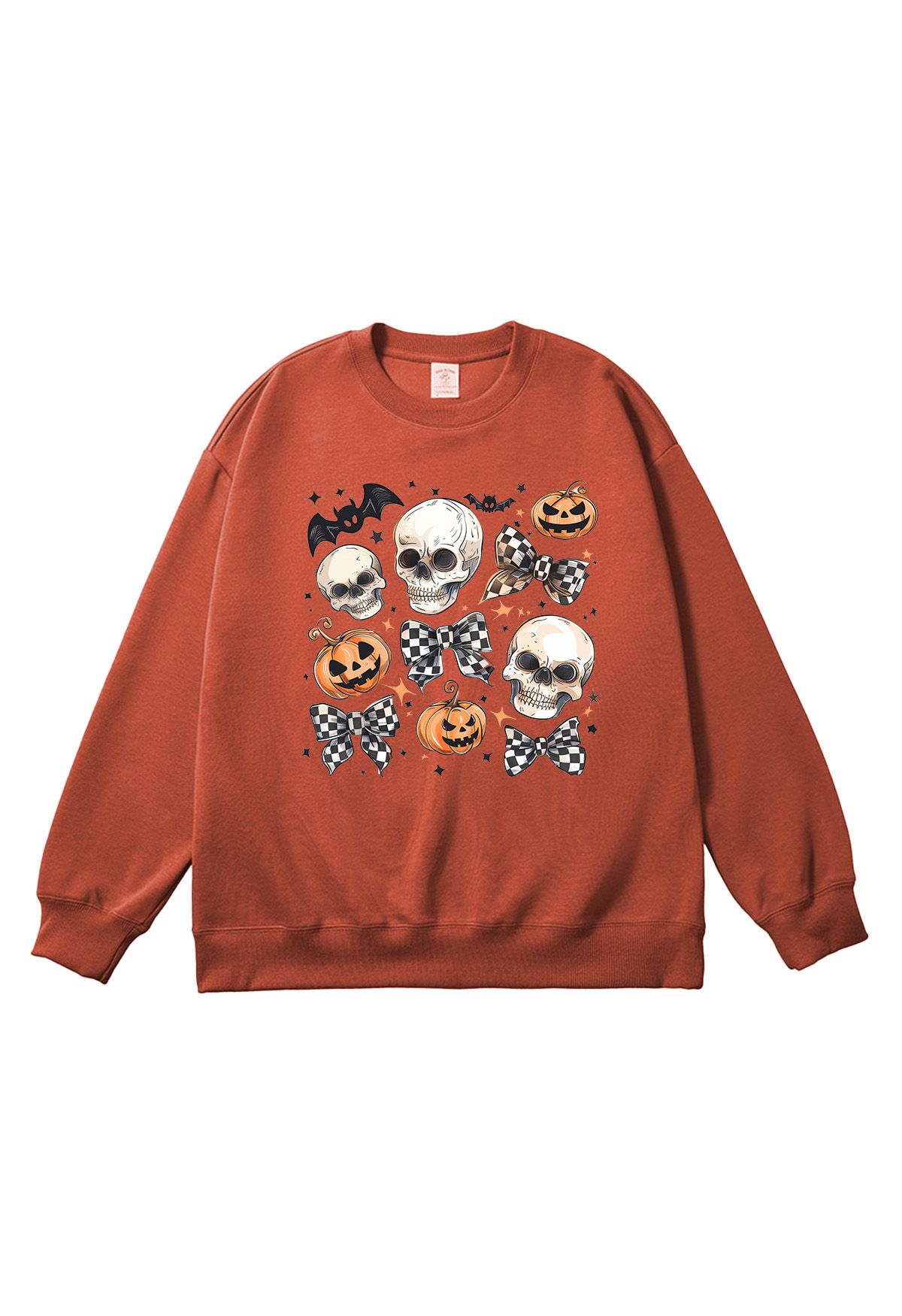 Skulls and Checkered Bows Pattern Sweatshirt