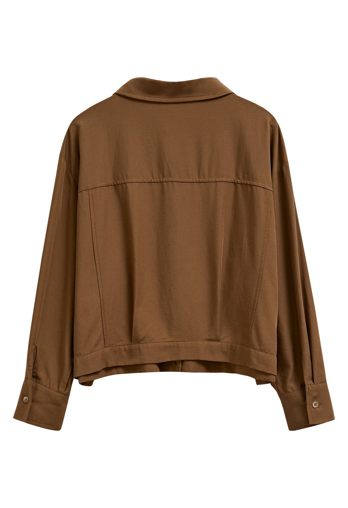 Minimalist Front Pocket Button Down Shirt in Caramel