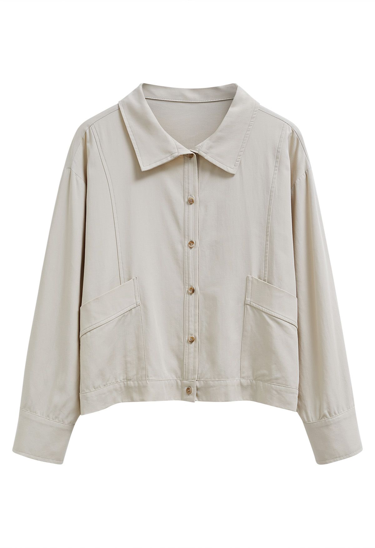 Minimalist Front Pocket Button Down Shirt in Ivory