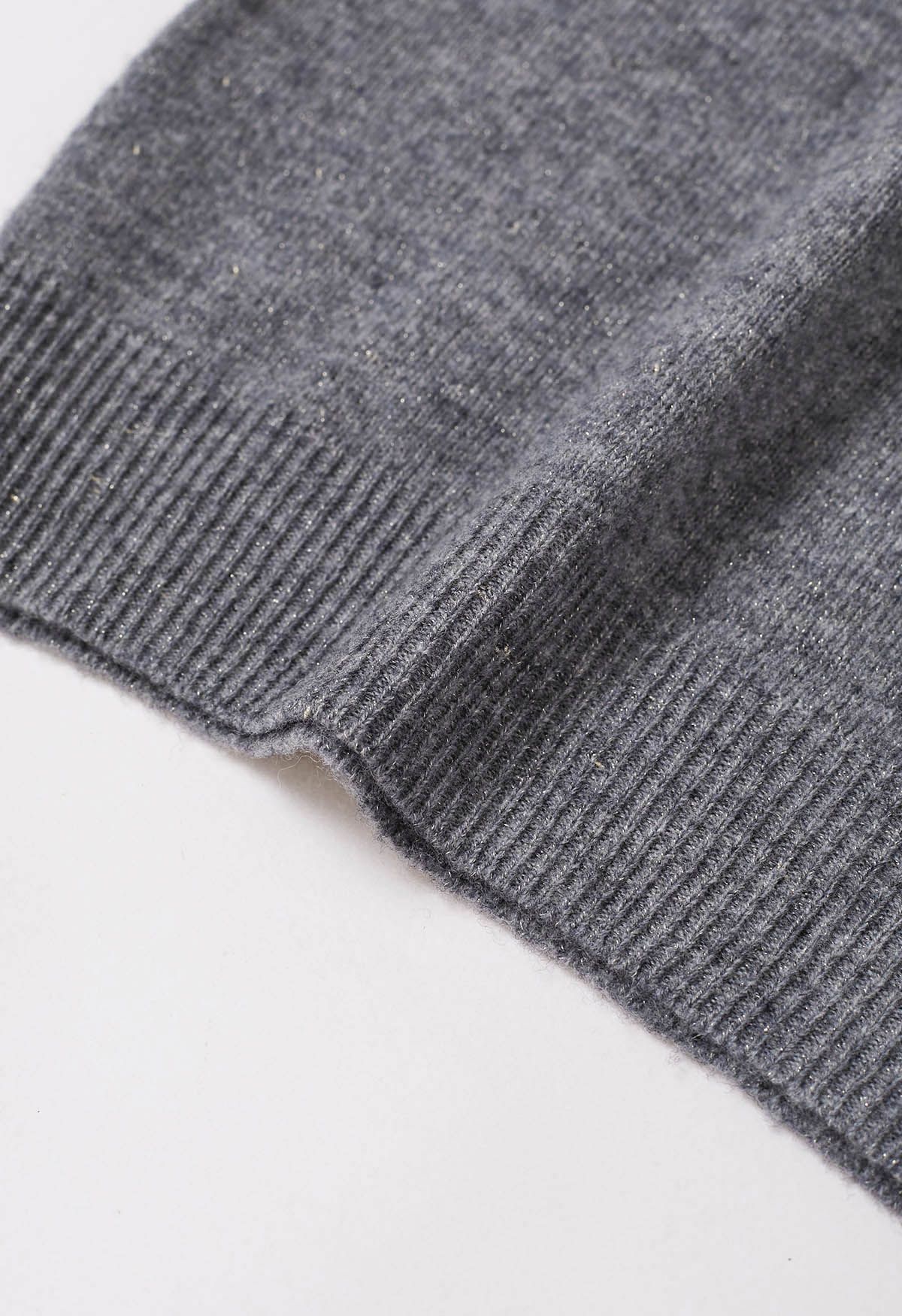 Integral Metallic Thread Mock Neck Wool Sweater in Smoke