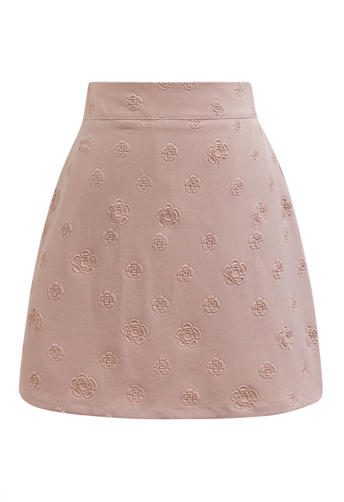 Embossed Rose Mini Bud Skirt in Pink