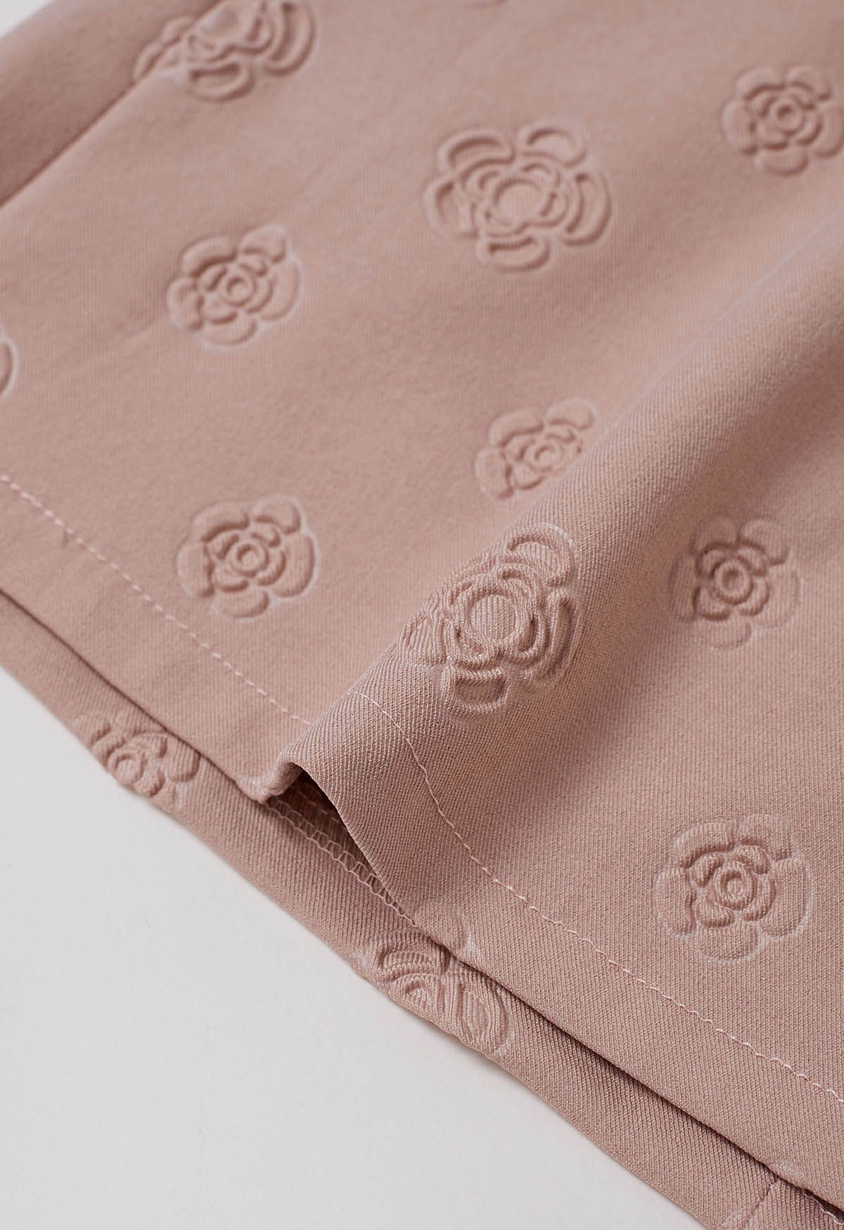 Embossed Rose Mini Bud Skirt in Pink