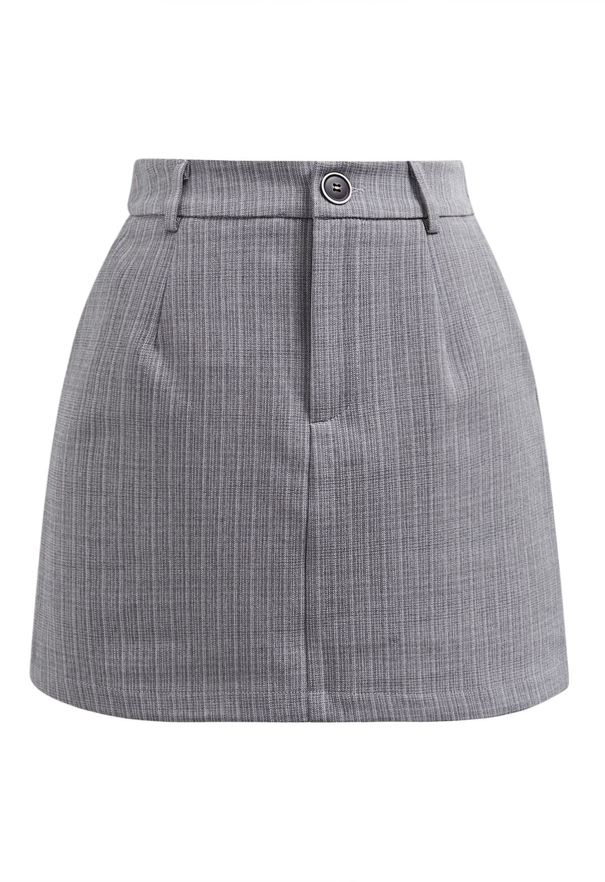 Everlasting Striped Side Pocket Mini Skorts in Grey