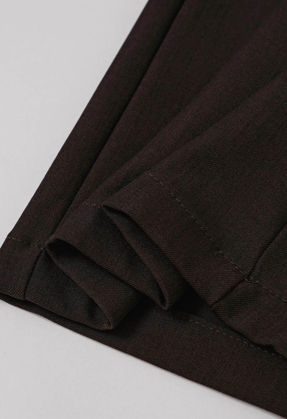 Asymmetric Flap Buttoned Straight-Leg Pants in Chocolate