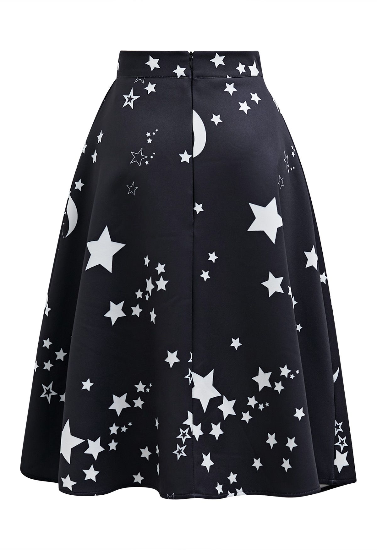 Nightfall Moon and Star Flare Midi Skirt