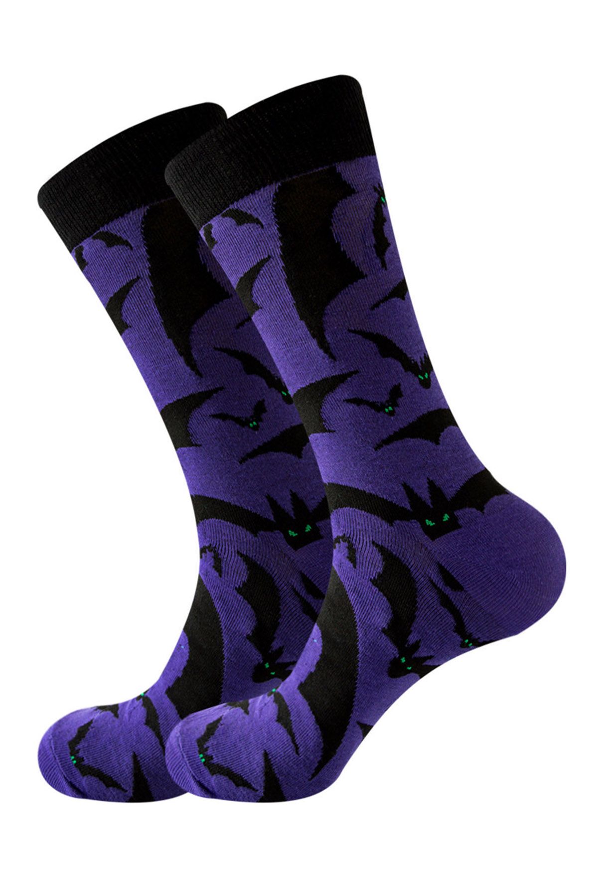 Halloween Bats Mid-Calf Socks in Purple