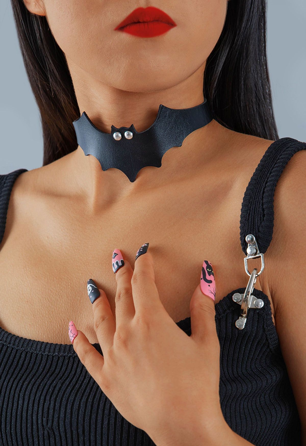 Cute Bat Faux Leather Choker in Black