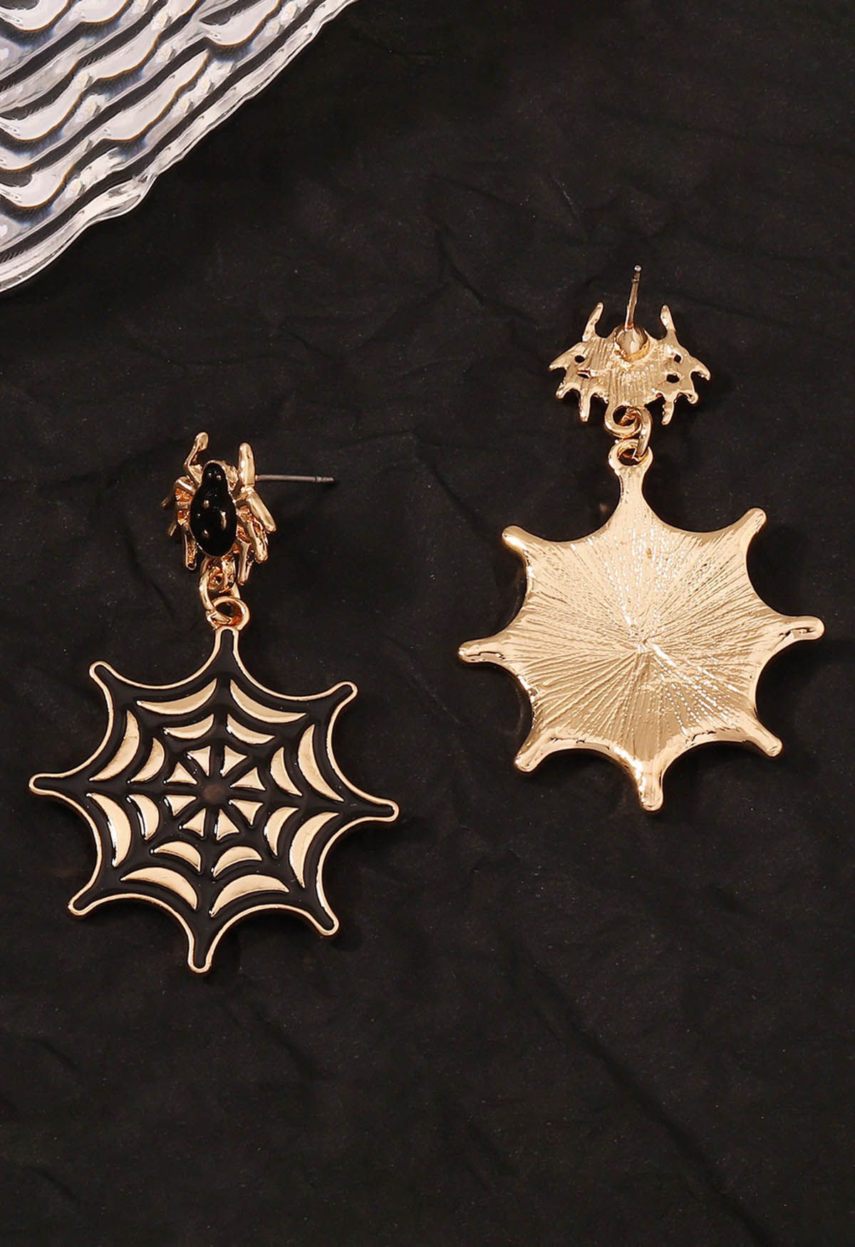 Black Spider Web Alloy Earrings